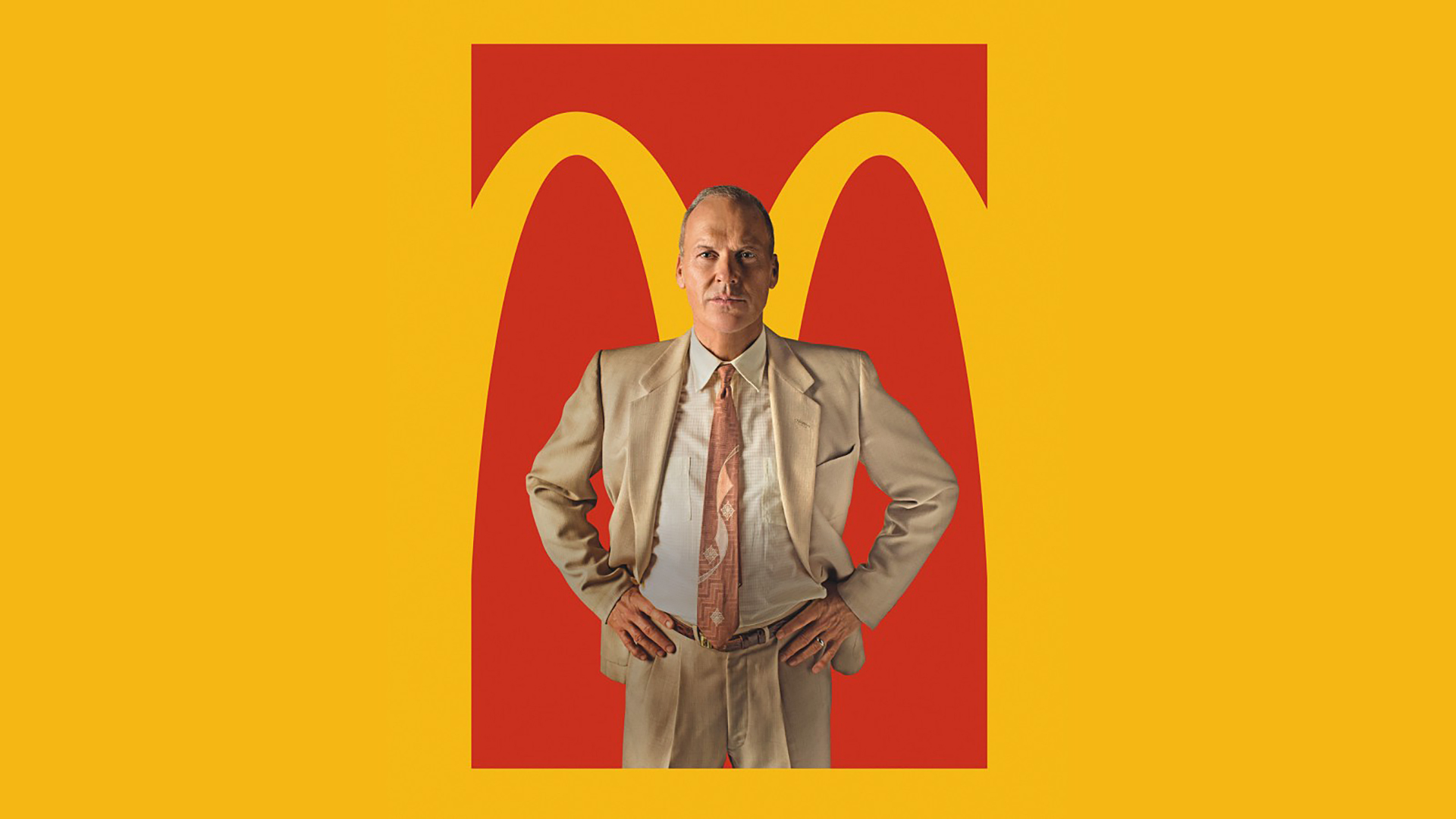 Michael Keaton in front of McDonald's logo HD Wallpaper