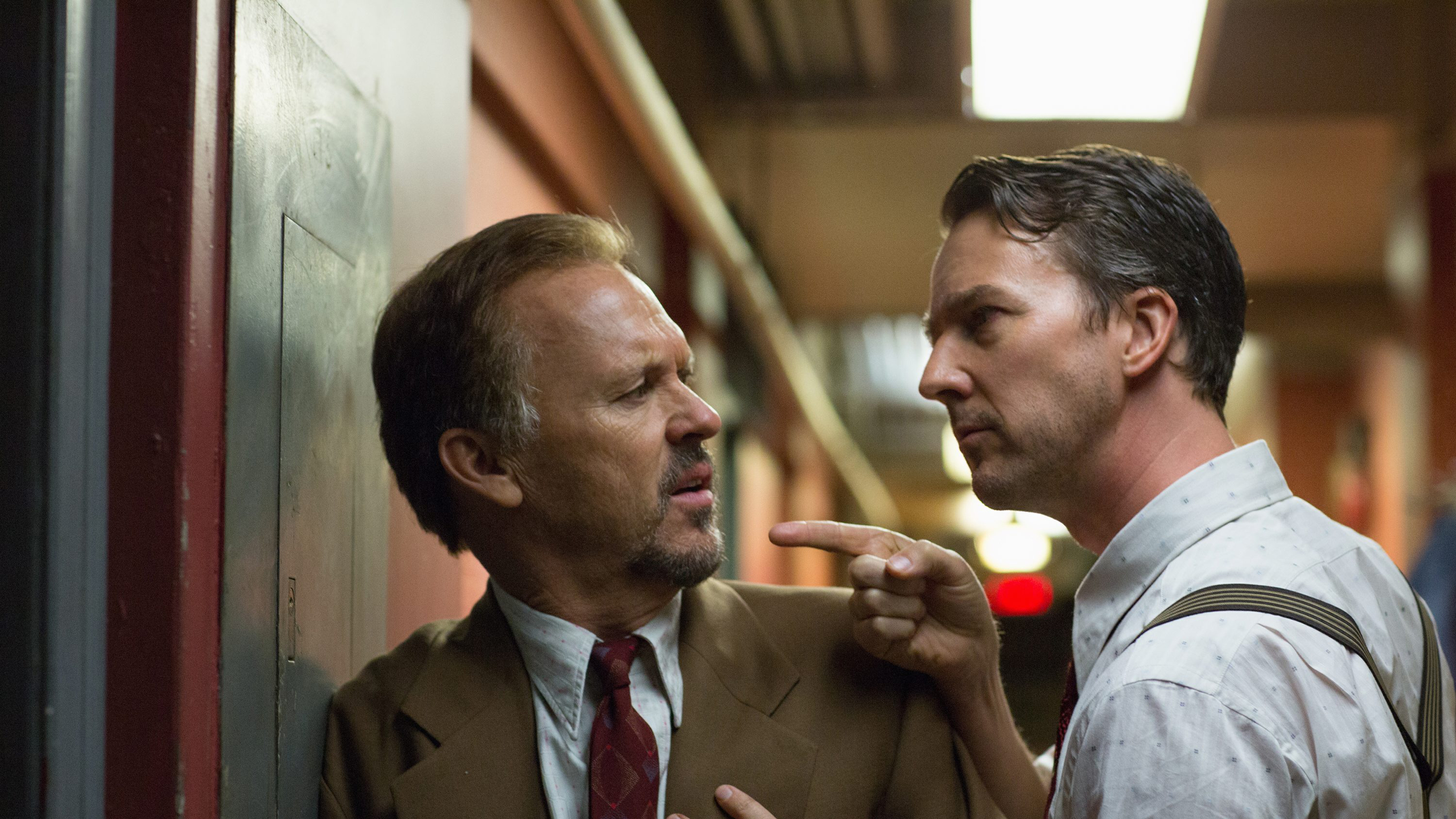 Michael Keaton and Edward Norton in Birdman HD Wallpaper