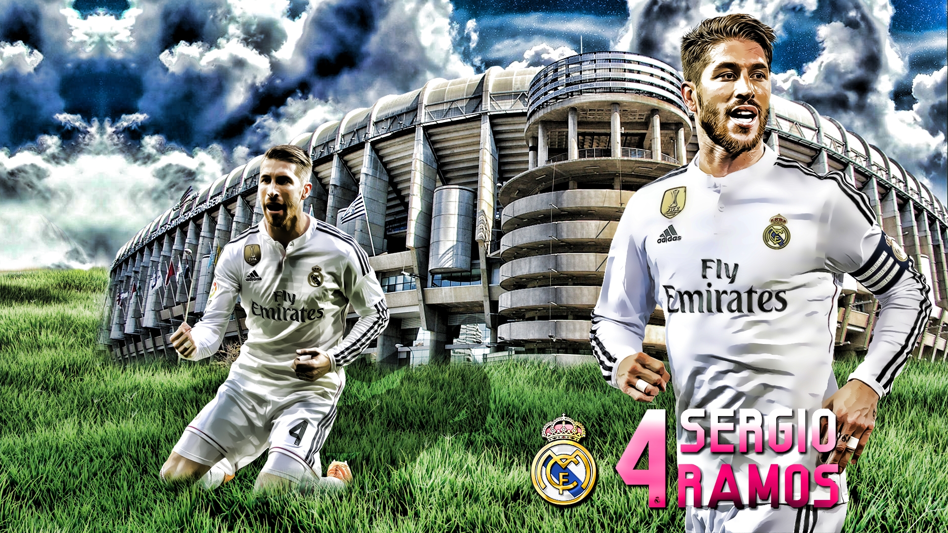 Sergio Ramos and Santiago Bernabéu Stadium HD Wallpaper