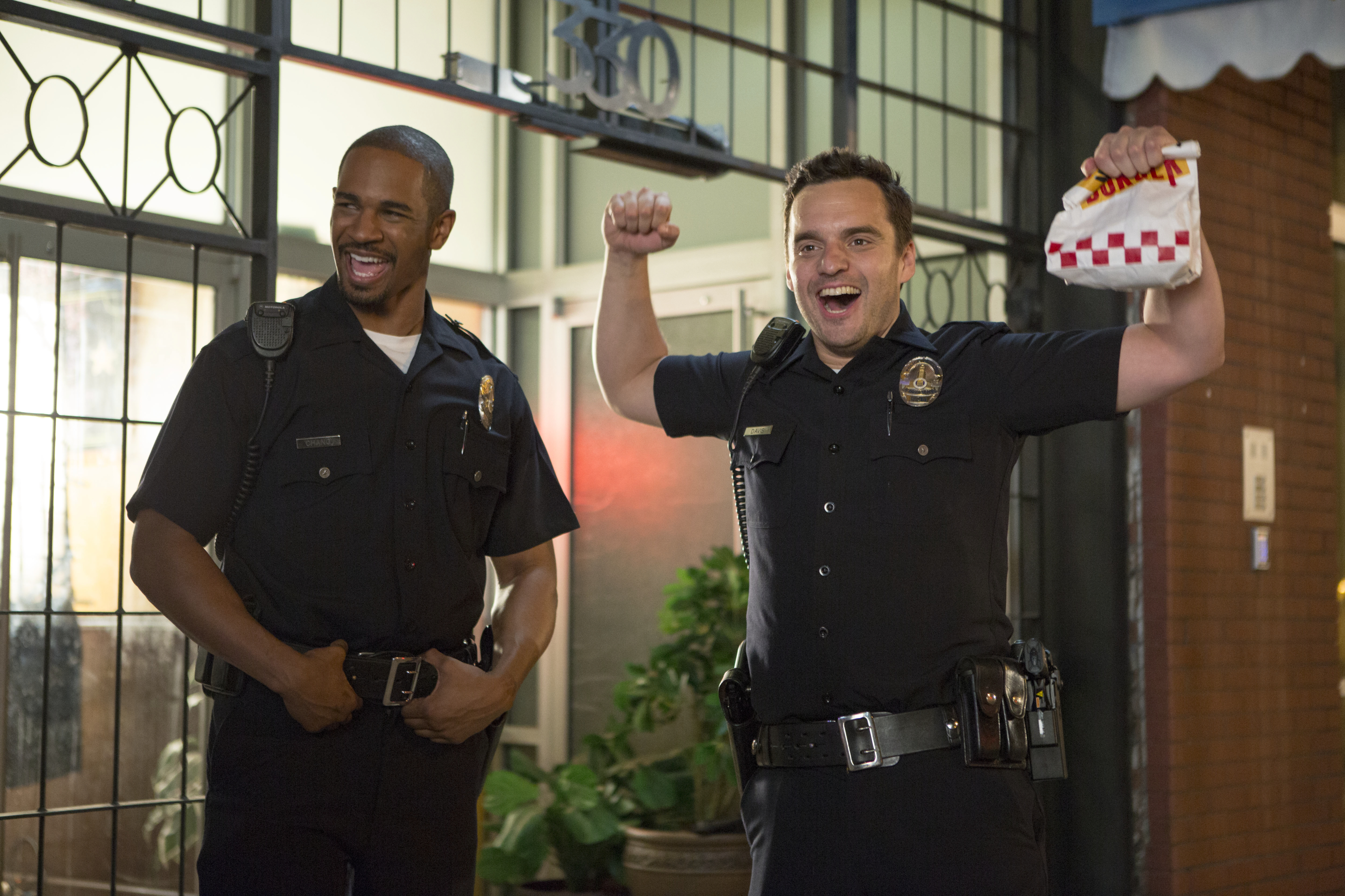 Damon Wayans Jr. and Nick Offerman as police officers HD Wallpaper