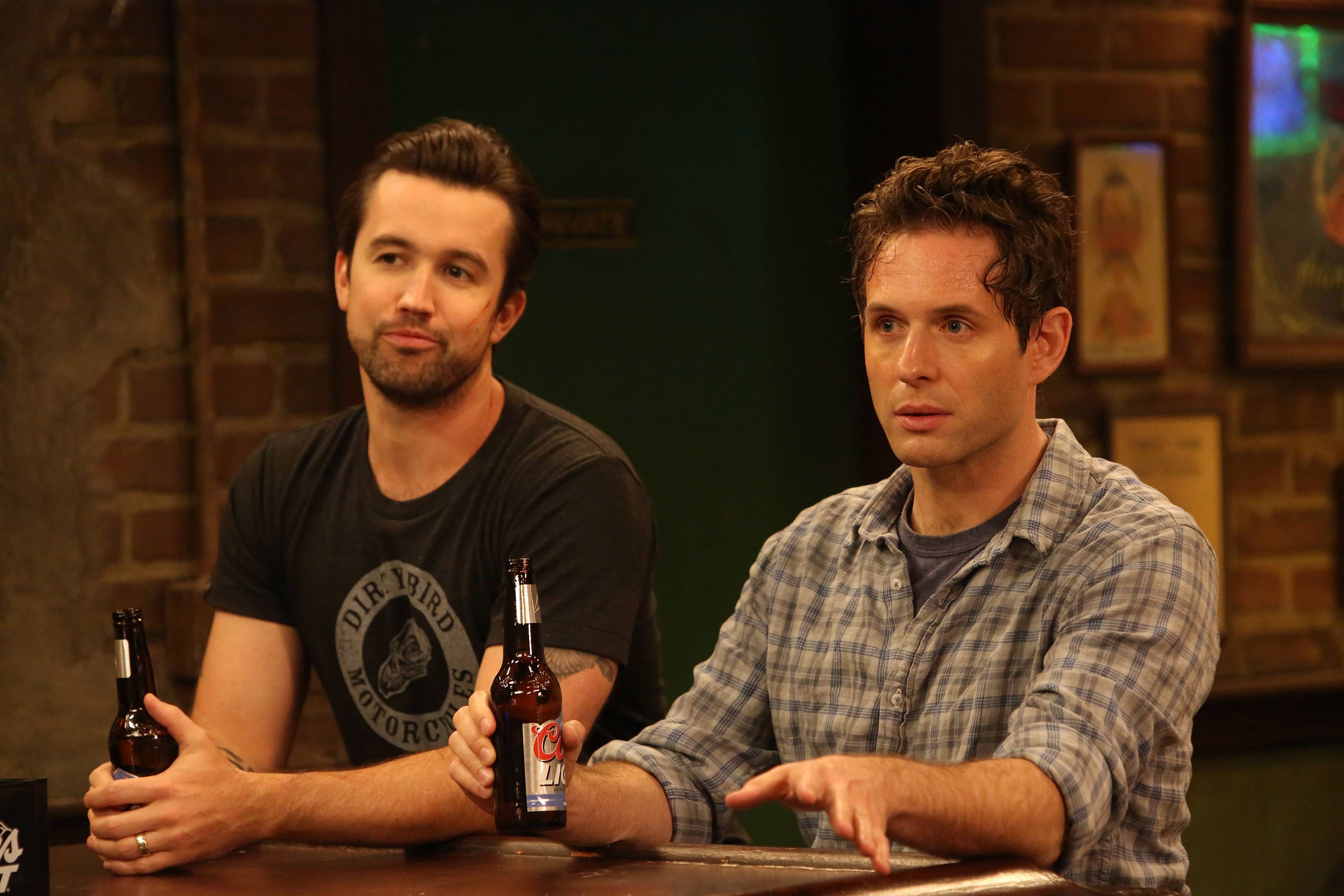 Glenn Howerton and Rob McElhenney holding beer bottles HD Wallpaper