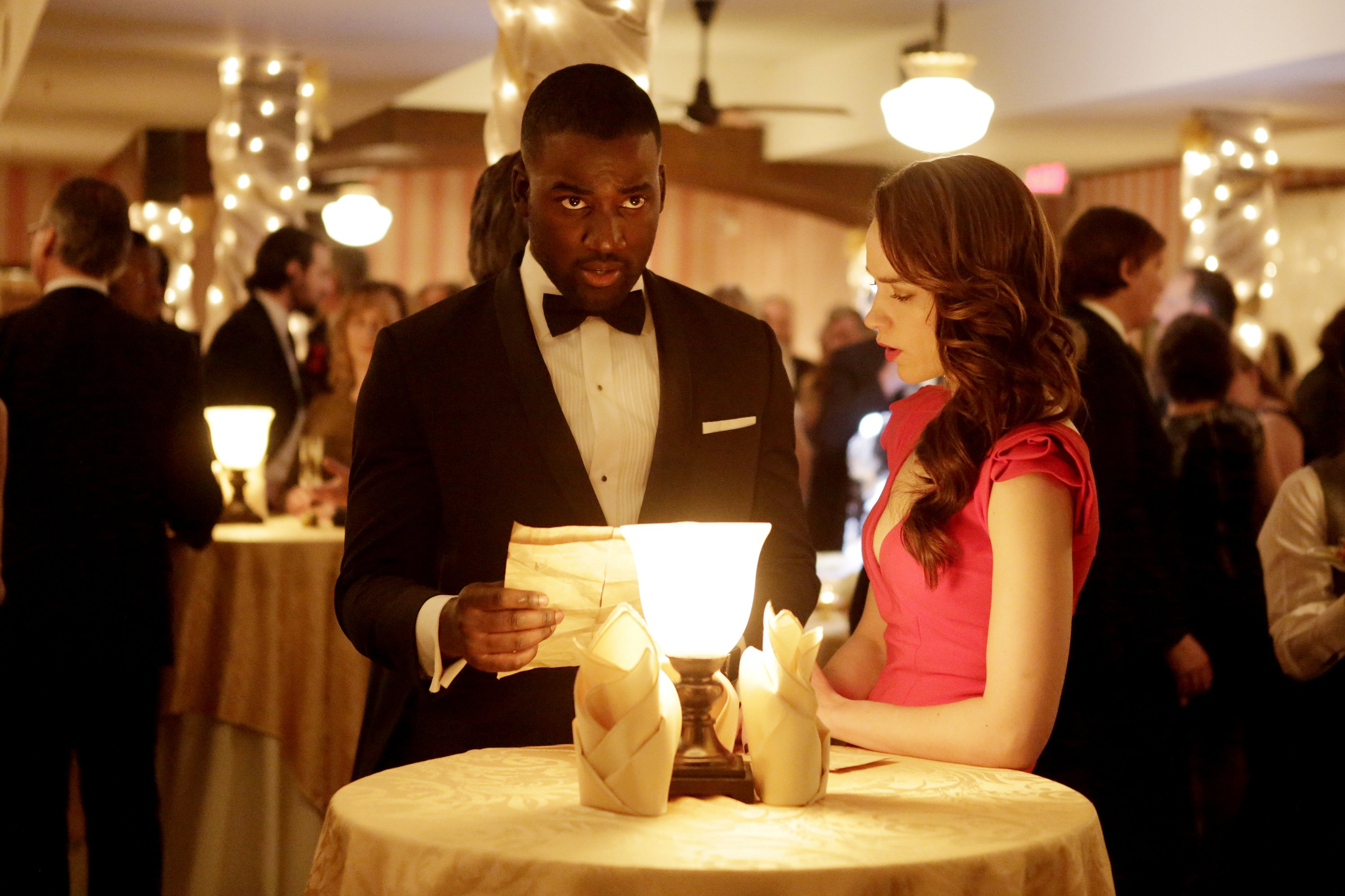 Man in Tuxedo and Woman in Pink Dress at Event HD Wallpaper