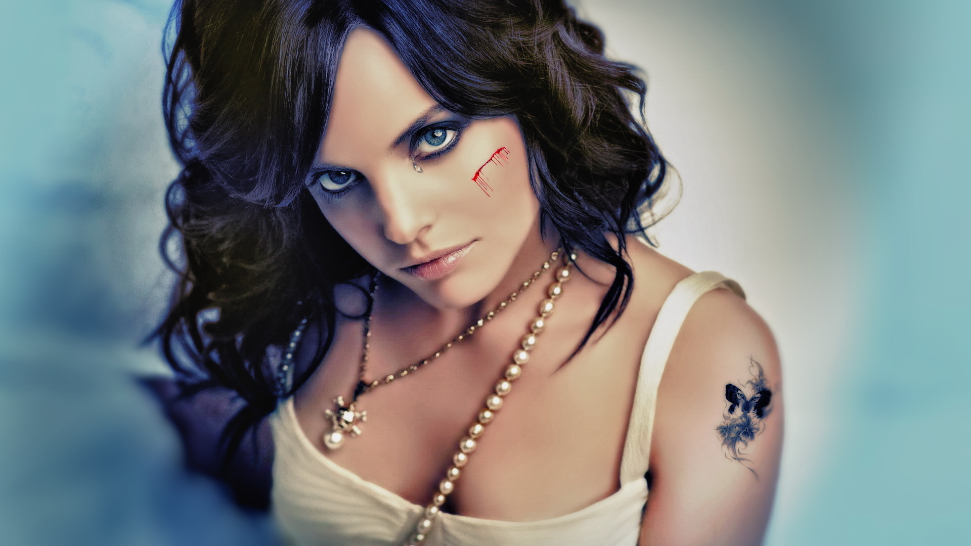 Mena Suvari Woman with Dark Hair and Tattoo HD Wallpaper