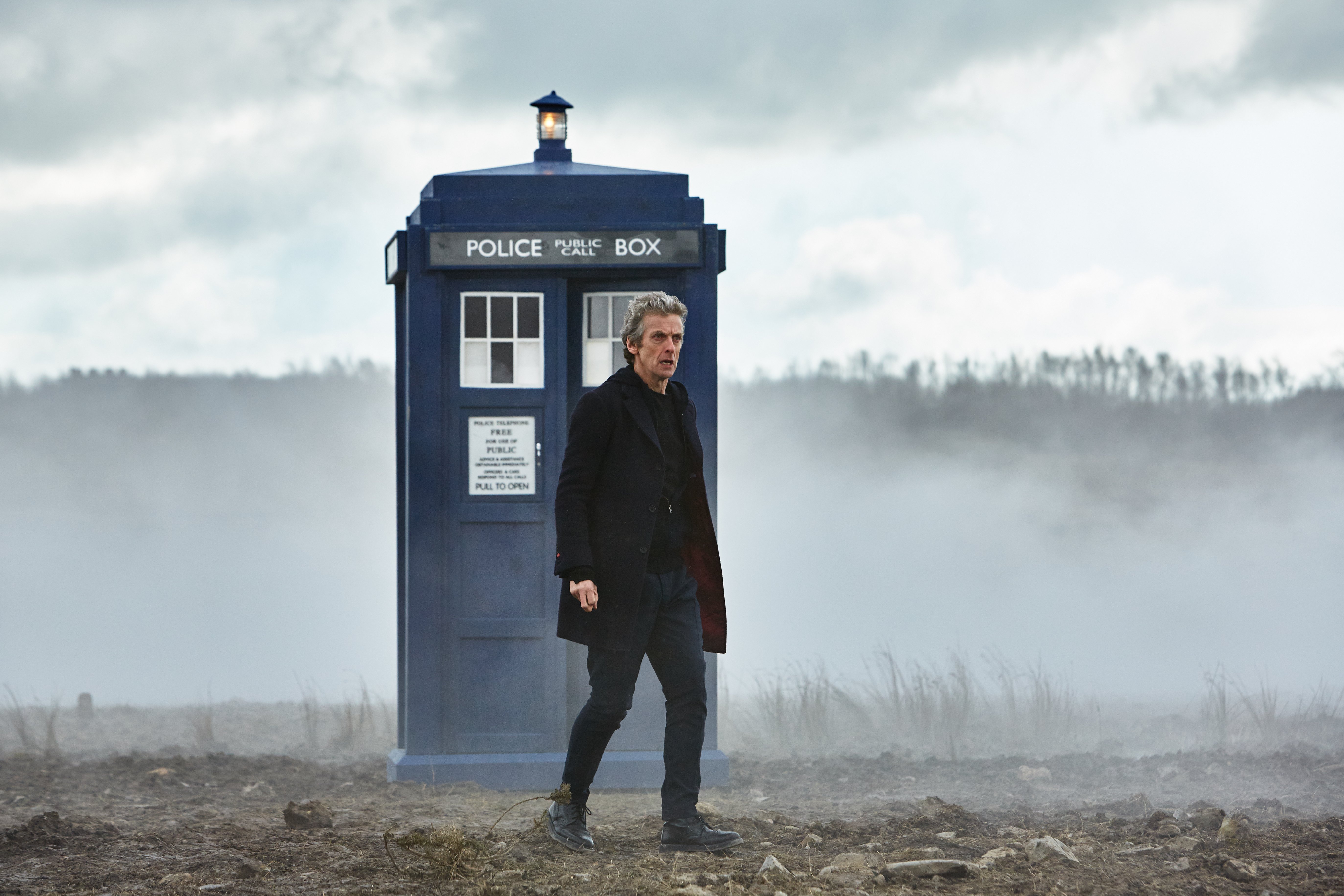Peter Capaldi and the TARDIS HD Wallpaper