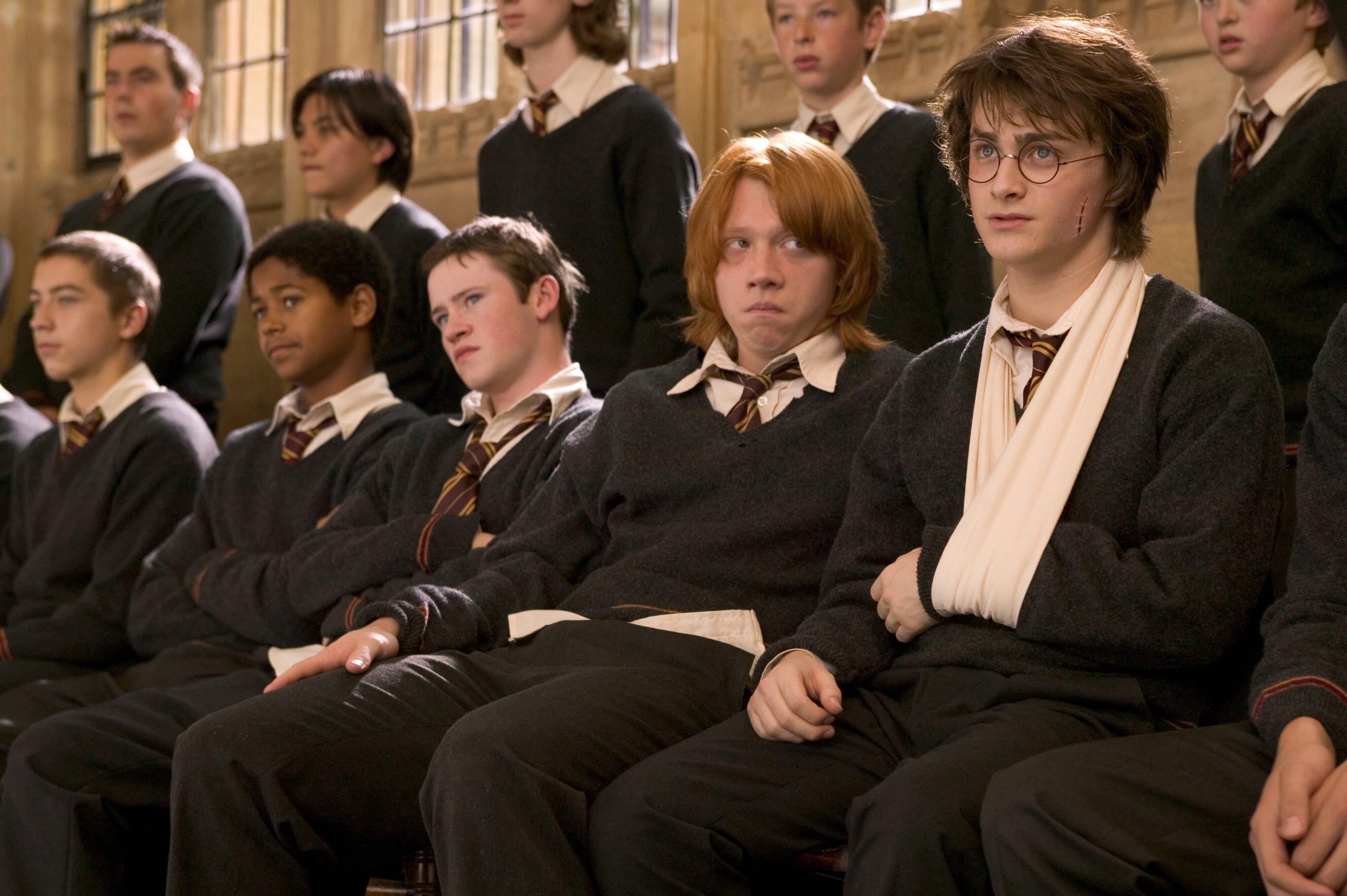 Harry Potter characters in school uniforms HD Wallpaper