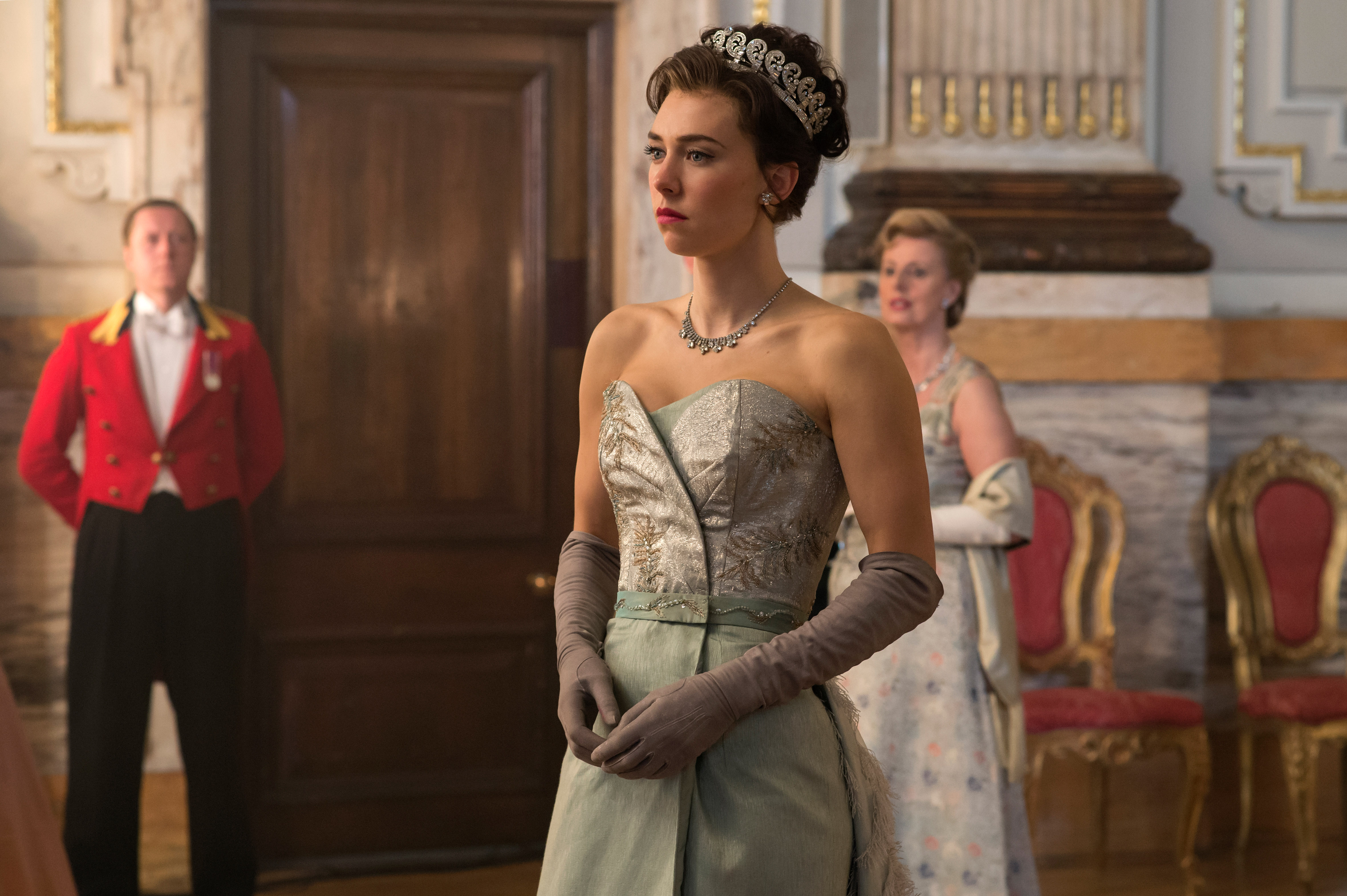 Vanessa Kirby in a formal gown and tiara HD Wallpaper