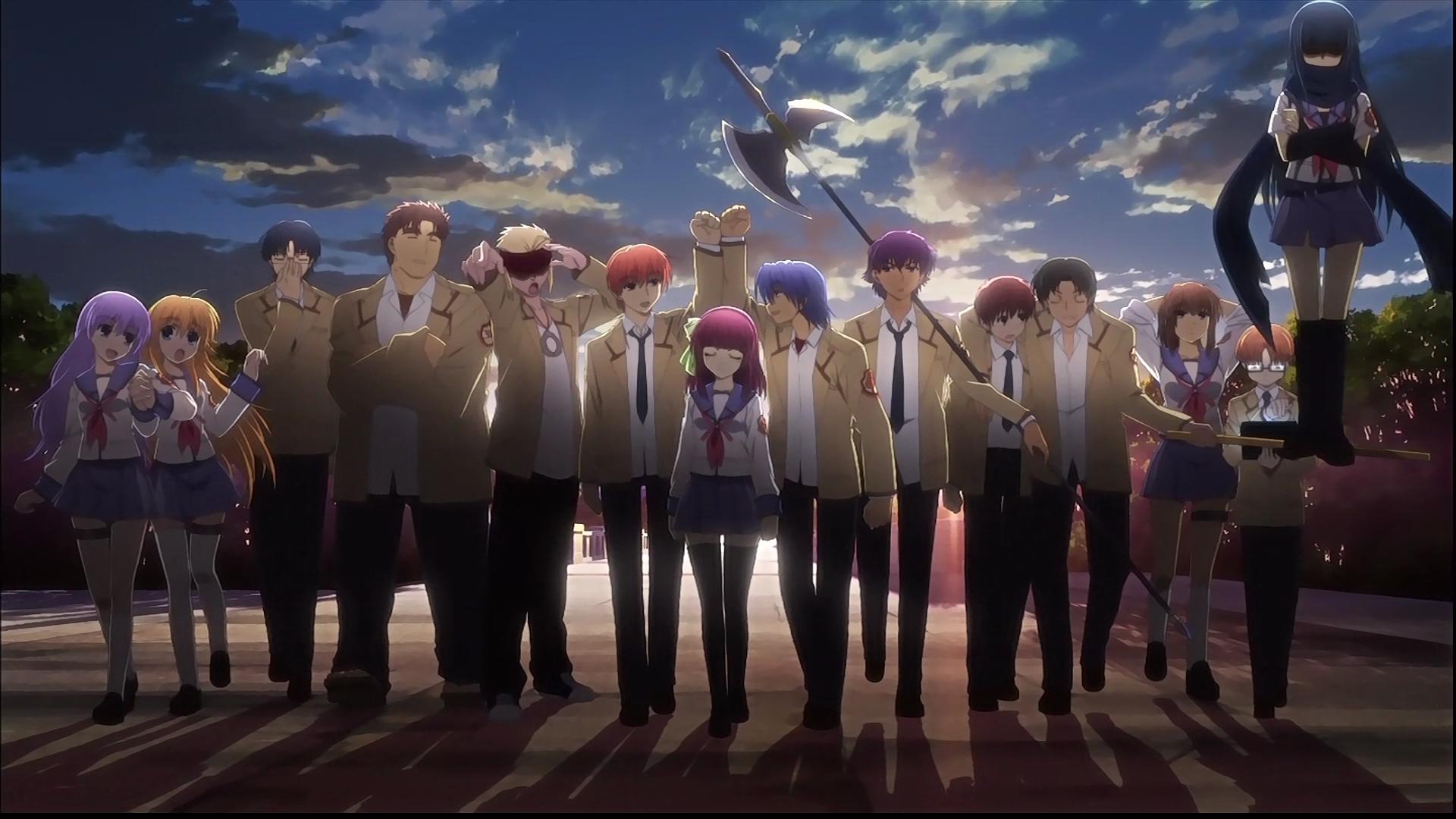 Angel Beats! characters standing together HD Wallpaper