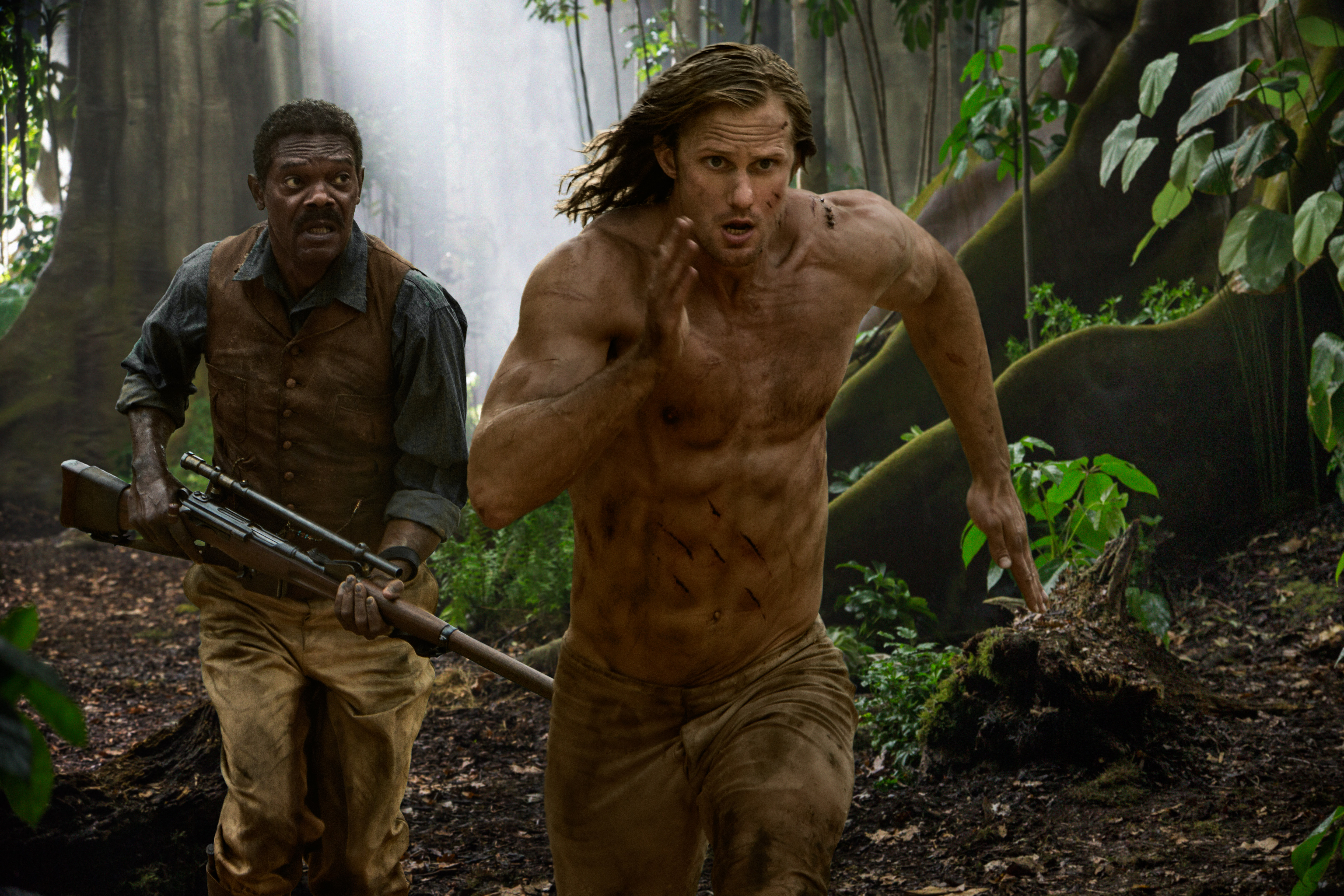 Tarzan and George Washington Williams running in jungle HD Wallpaper
