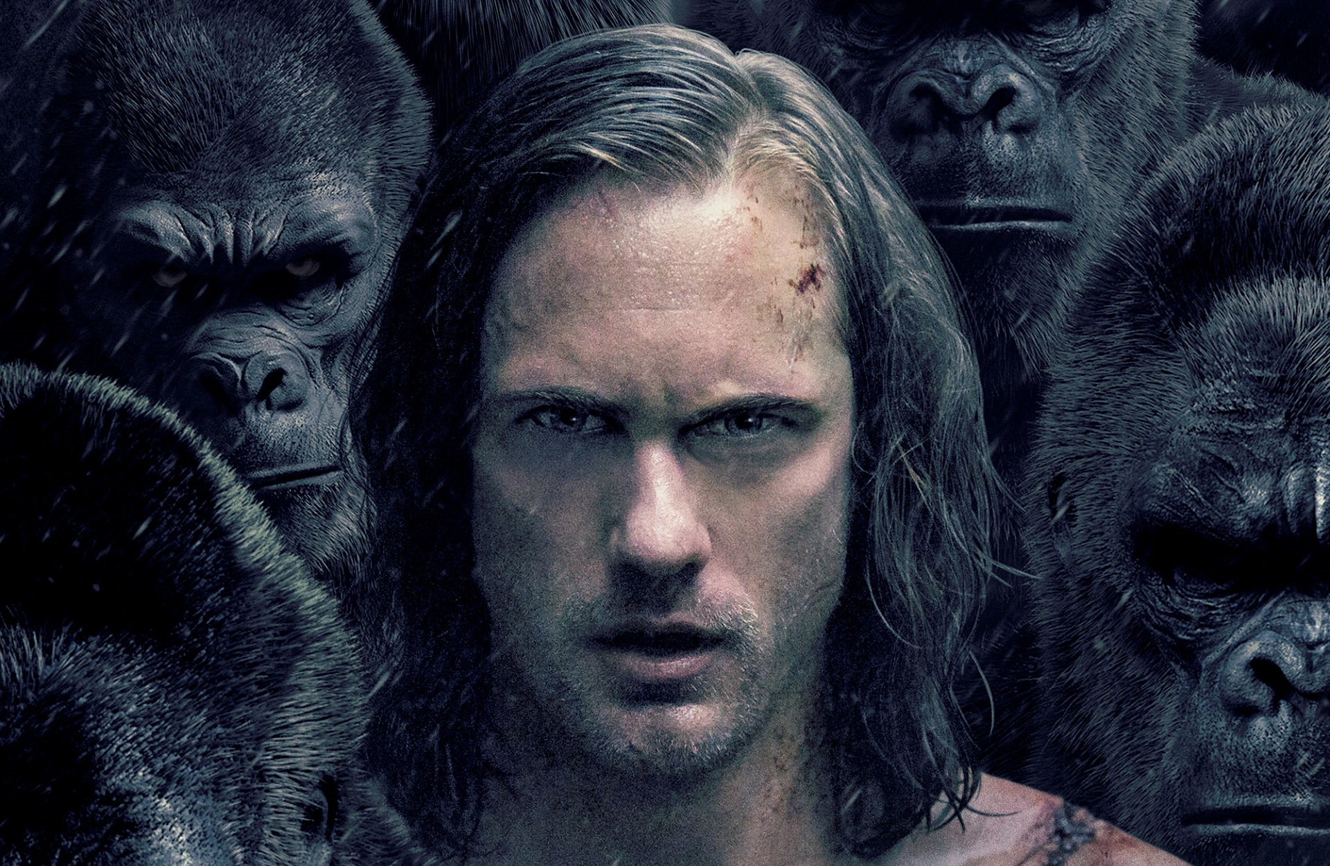Alexander Skarsgård and Gorillas from The Legend of Tarzan HD Wallpaper