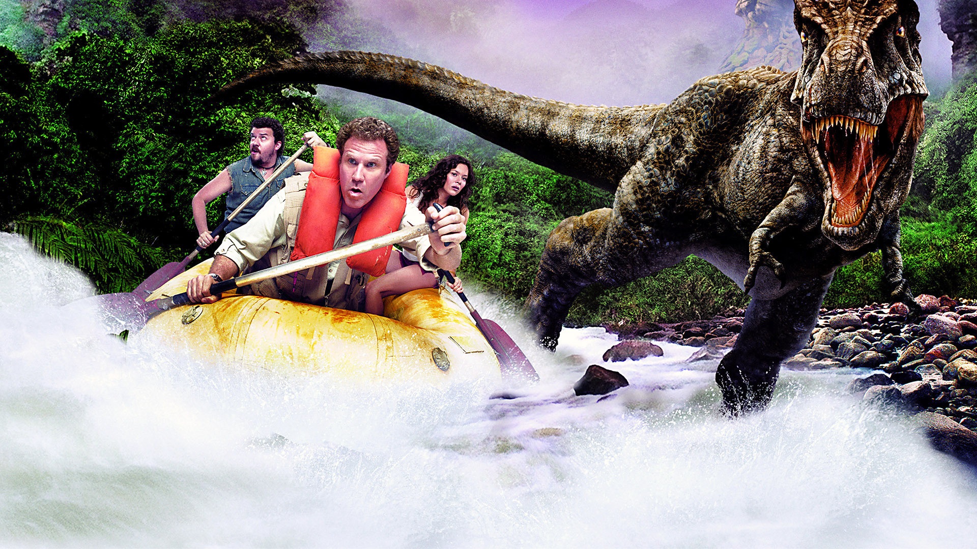 Land of the Lost: Will Ferrell and Dinosaur HD Wallpaper