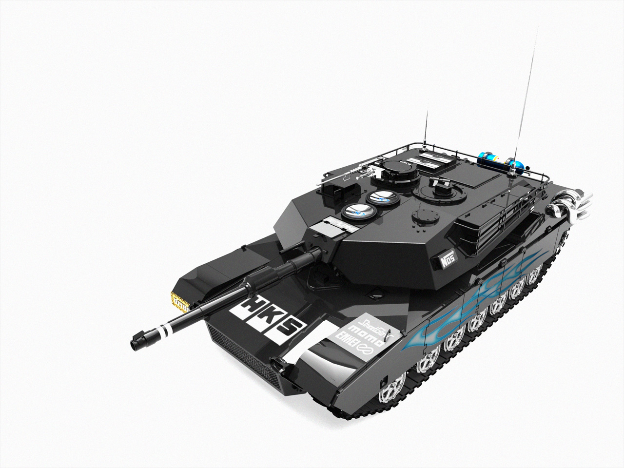 Black RC Tank with HKS and Momo Livery HD Wallpaper