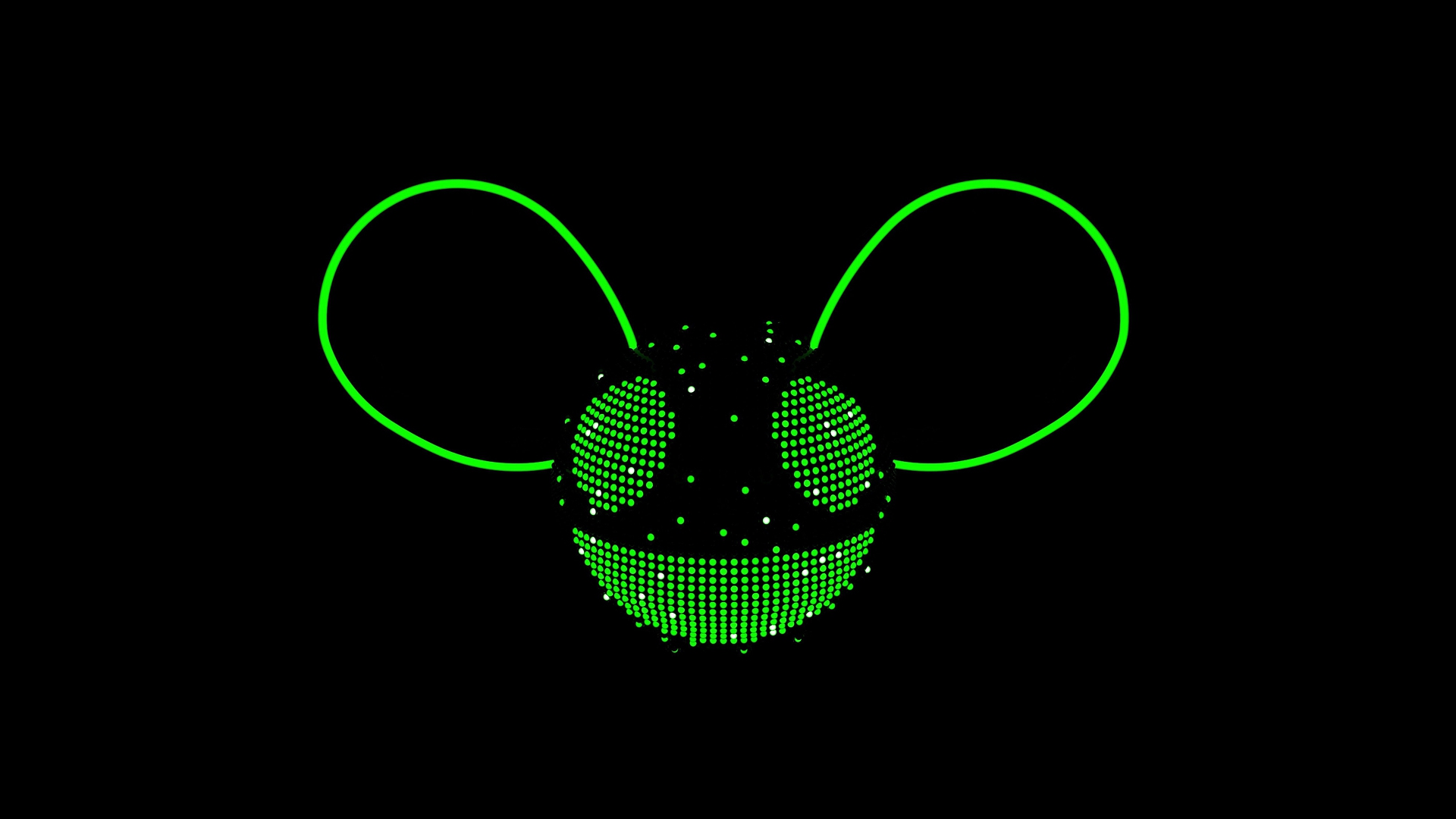Deadmau5 logo with green ears and face HD Wallpaper