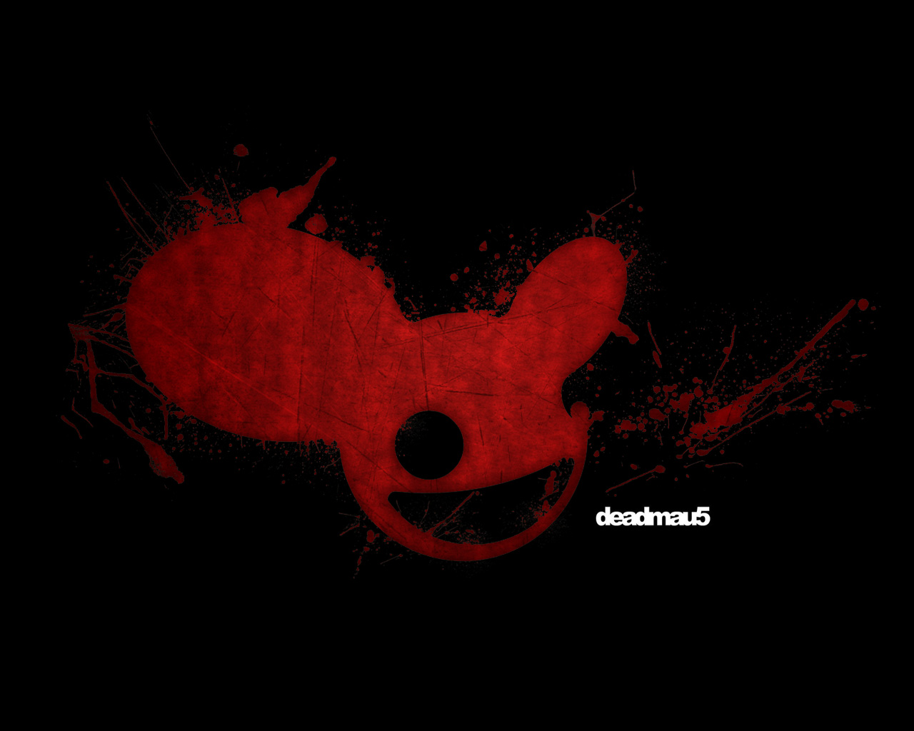 Deadmau5 logo with red paint splatters HD Wallpaper