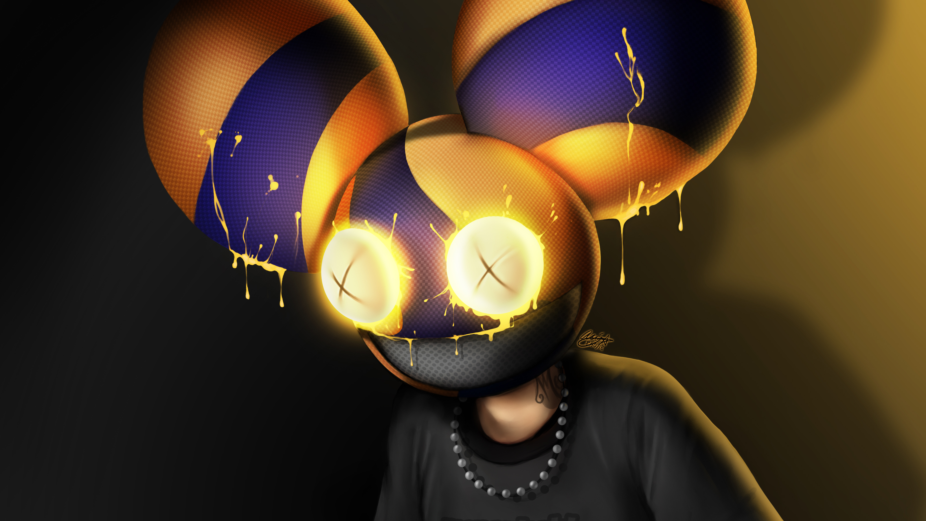 Deadmau5 character with dripping honey and glowing eyes HD Wallpaper