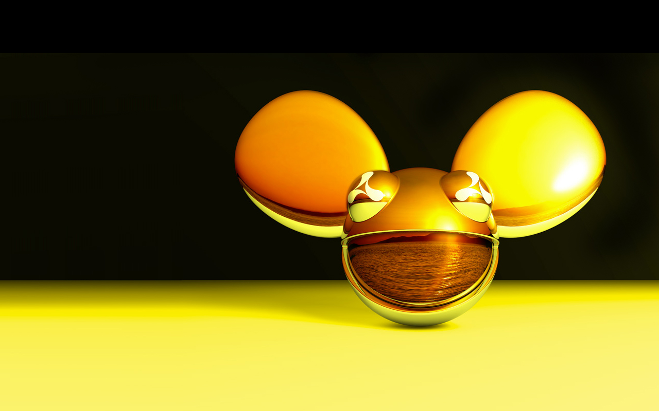 Deadmau5 logo on yellow and black background HD Wallpaper