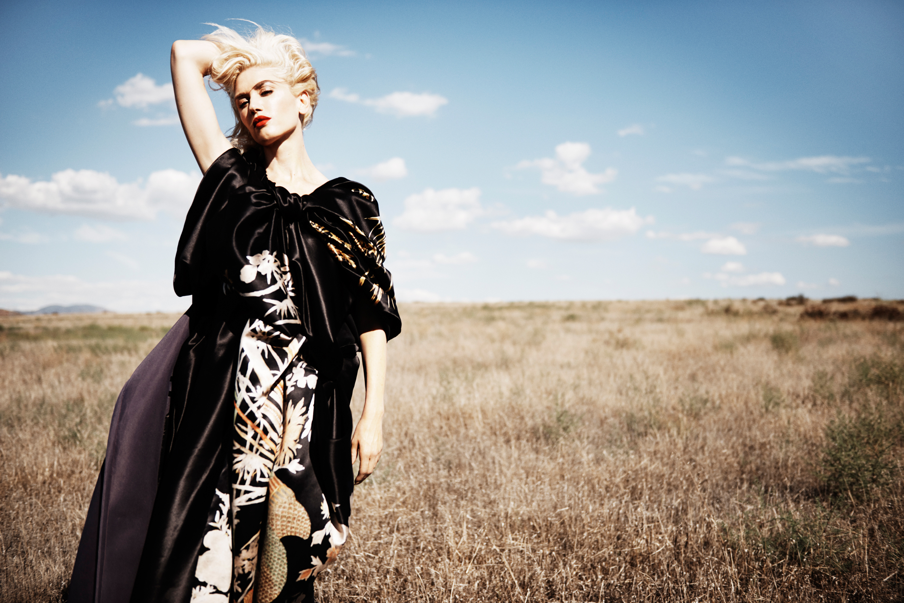 Gwen Stefani in a field HD Wallpaper