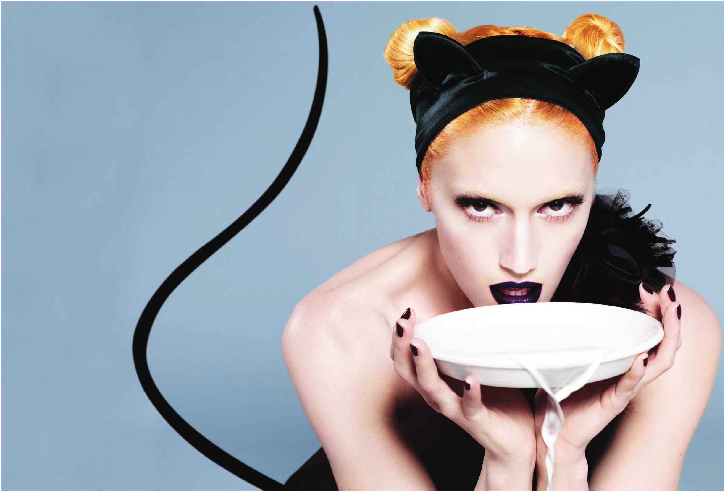 Gwen Stefani with cat ears and milk HD Wallpaper