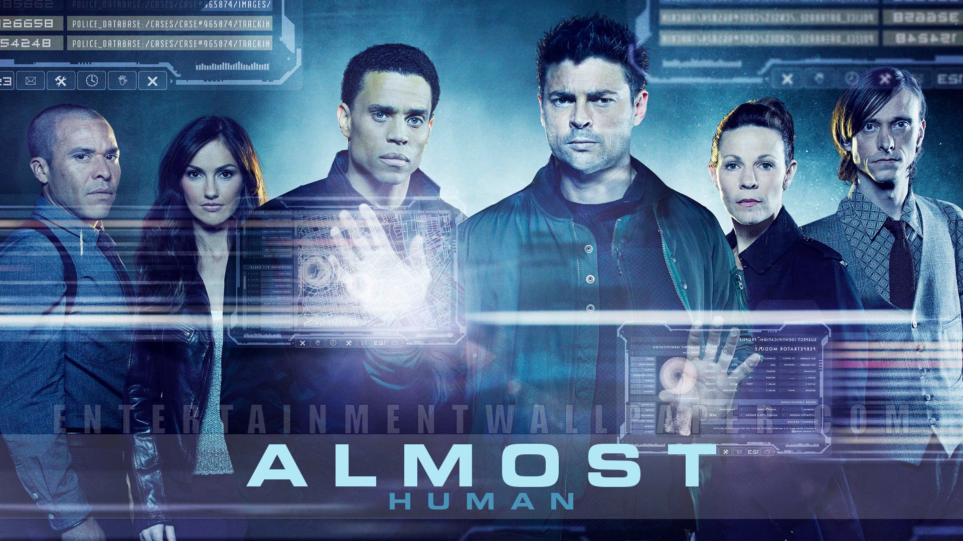 Almost Human cast with futuristic interfaces HD Wallpaper