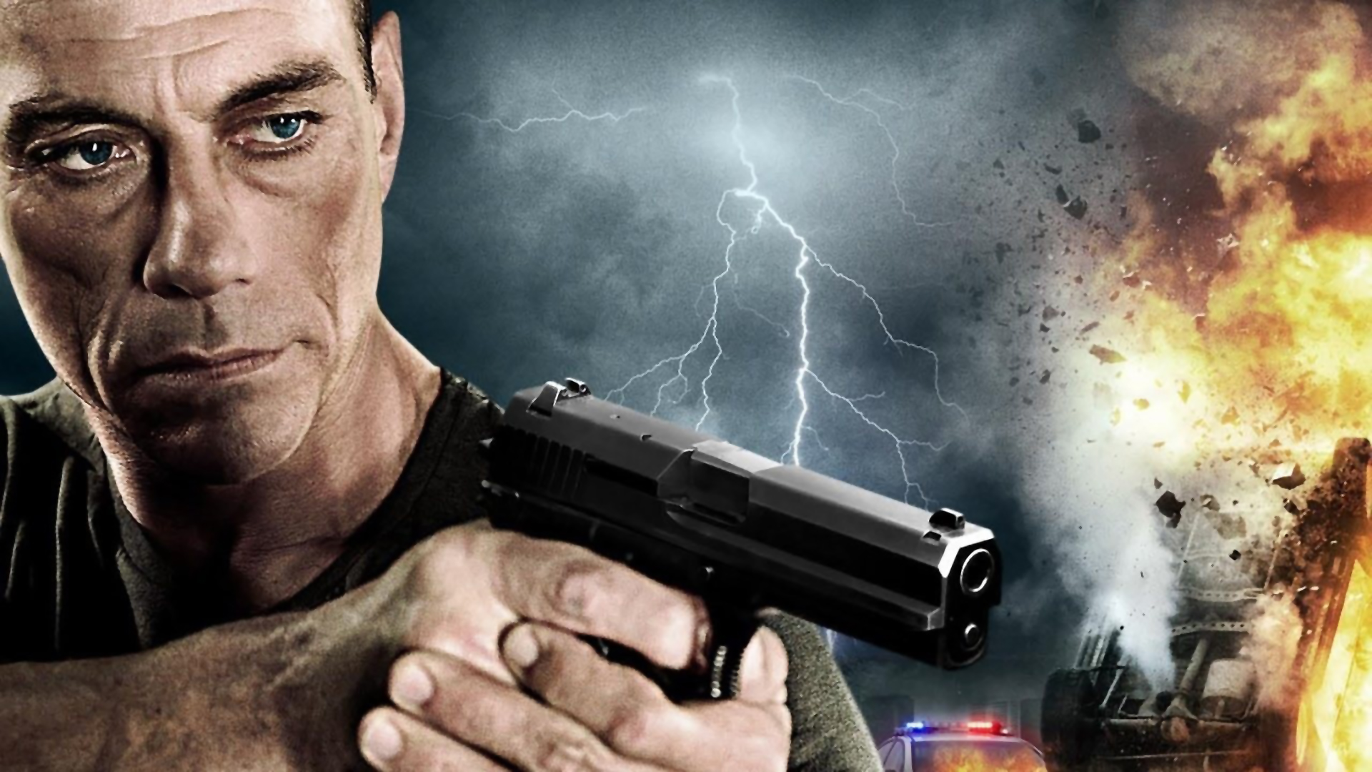 Jean-Claude Van Damme holding a gun HD Wallpaper