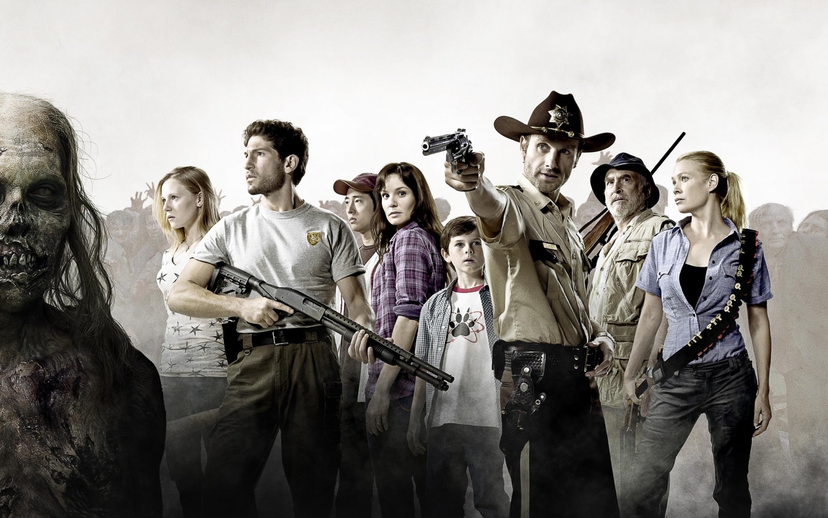 The Walking Dead characters with zombies HD Wallpaper