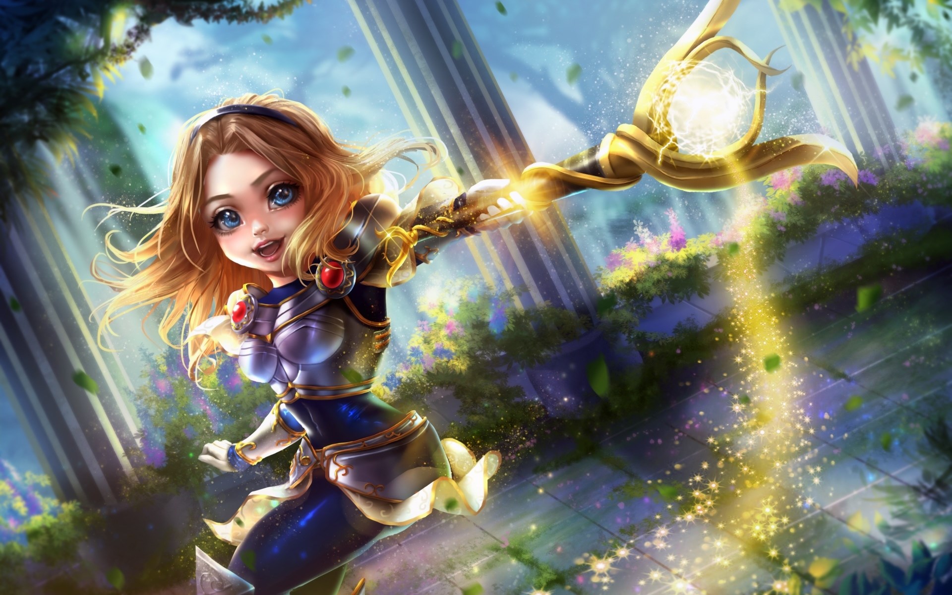 Lux from League of Legends casting a spell HD Wallpaper
