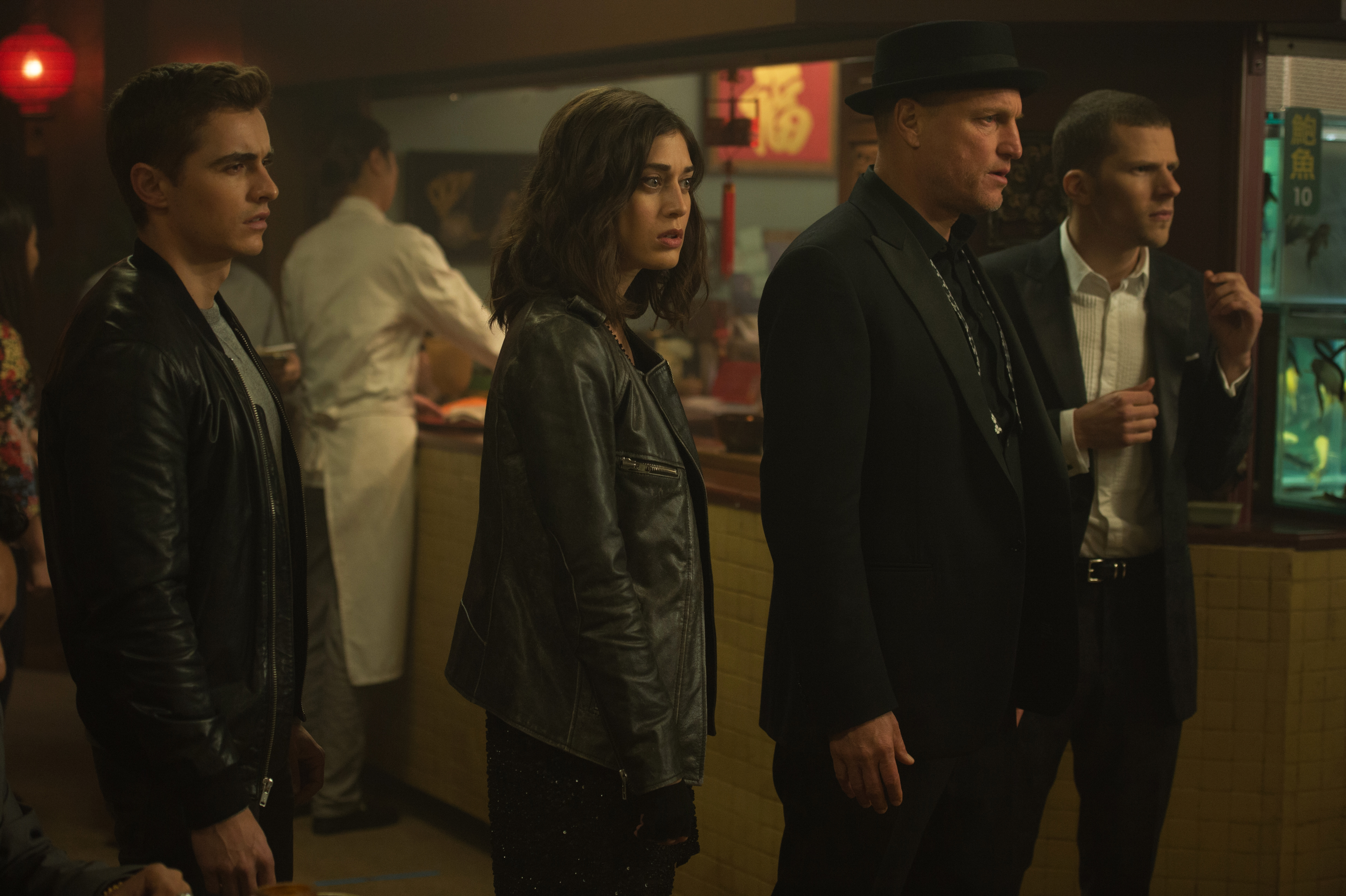 Dave Franco and Woody Harrelson in a restaurant HD Wallpaper