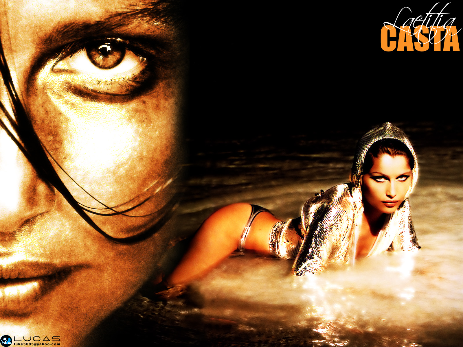 Laetitia Casta in water HD Wallpaper