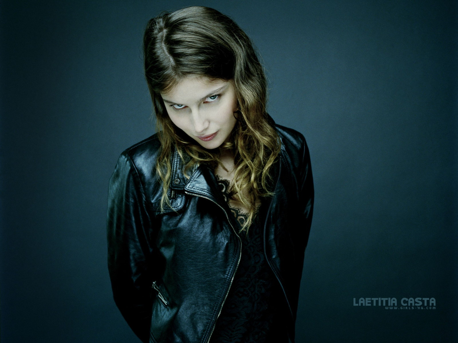 Laetitia Casta in Leather Jacket HD Wallpaper