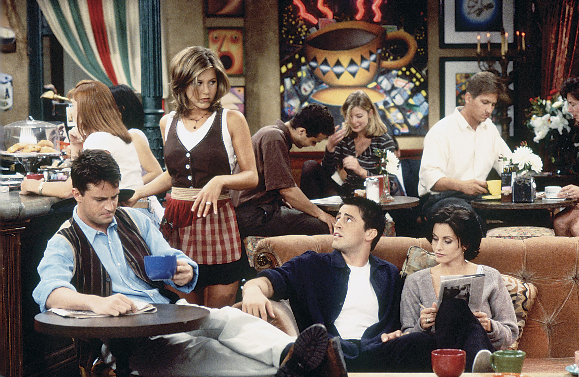 Friends cast at Central Perk HD Wallpaper