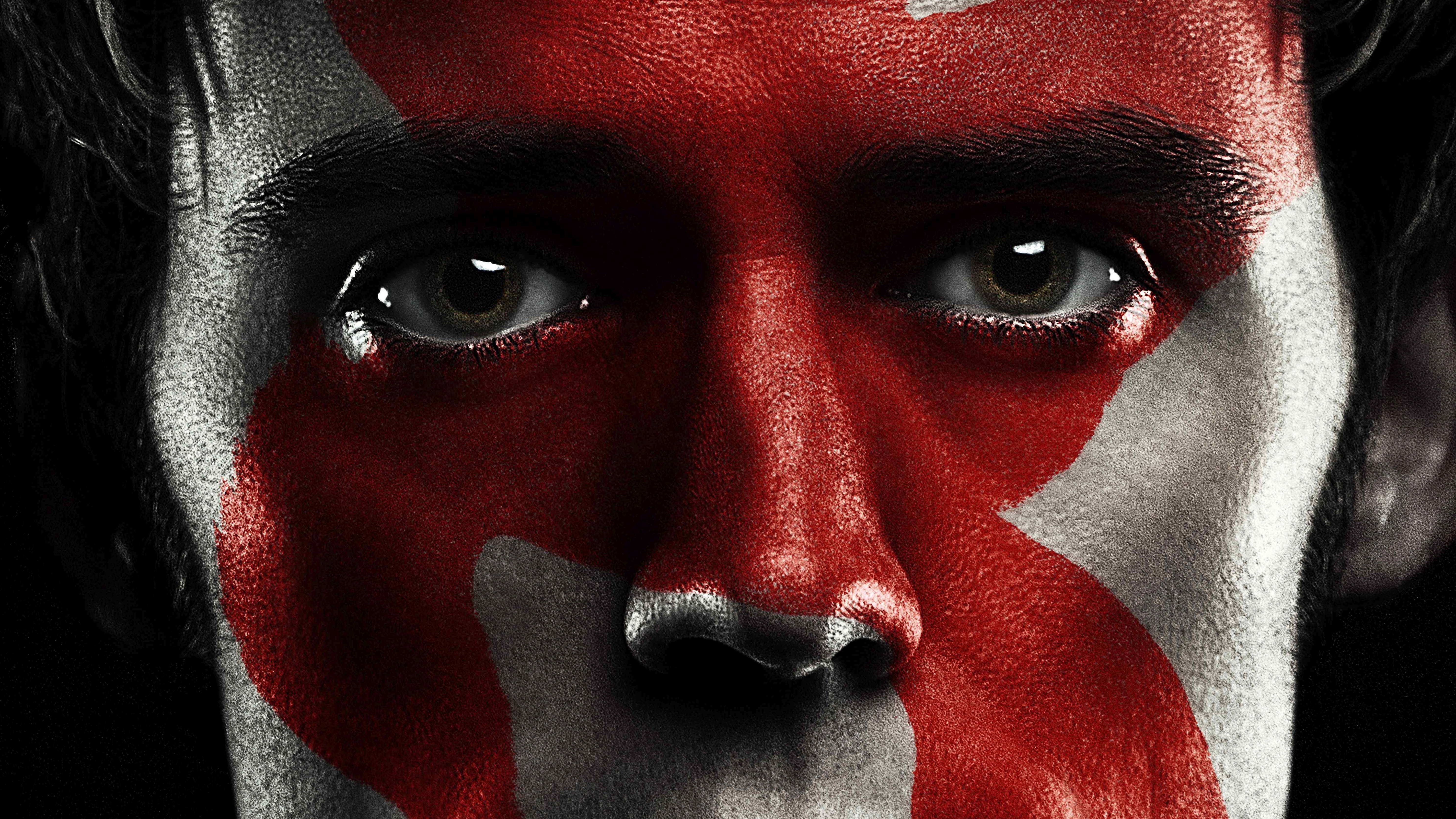 Sam Claflin with red and white face paint HD Wallpaper