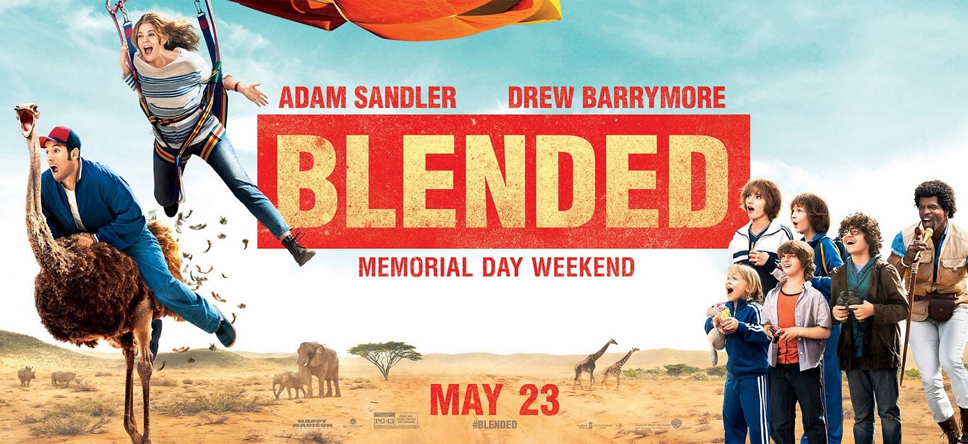 Blended Movie Poster with Adam Sandler and Drew Barrymore HD Wallpaper