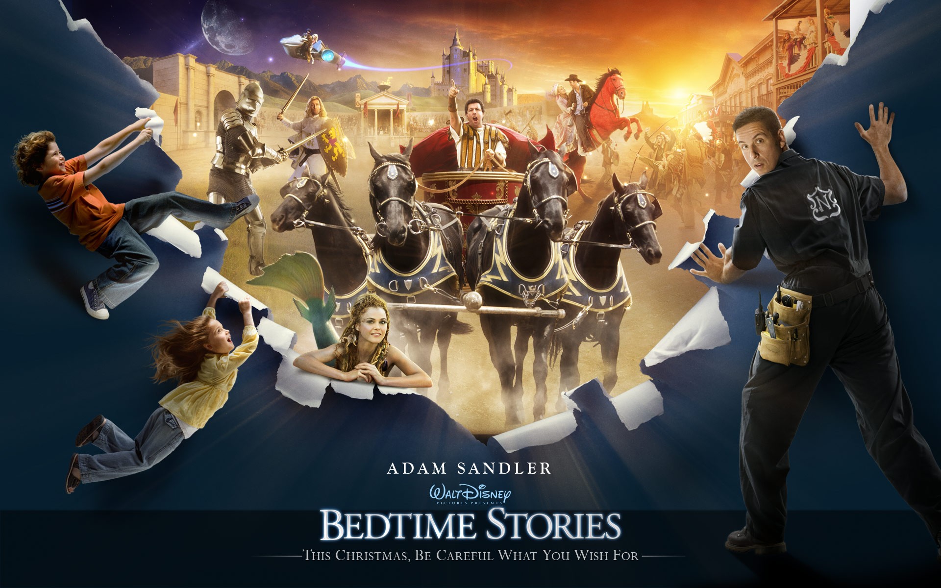 Bedtime Stories movie poster with Adam Sandler HD Wallpaper