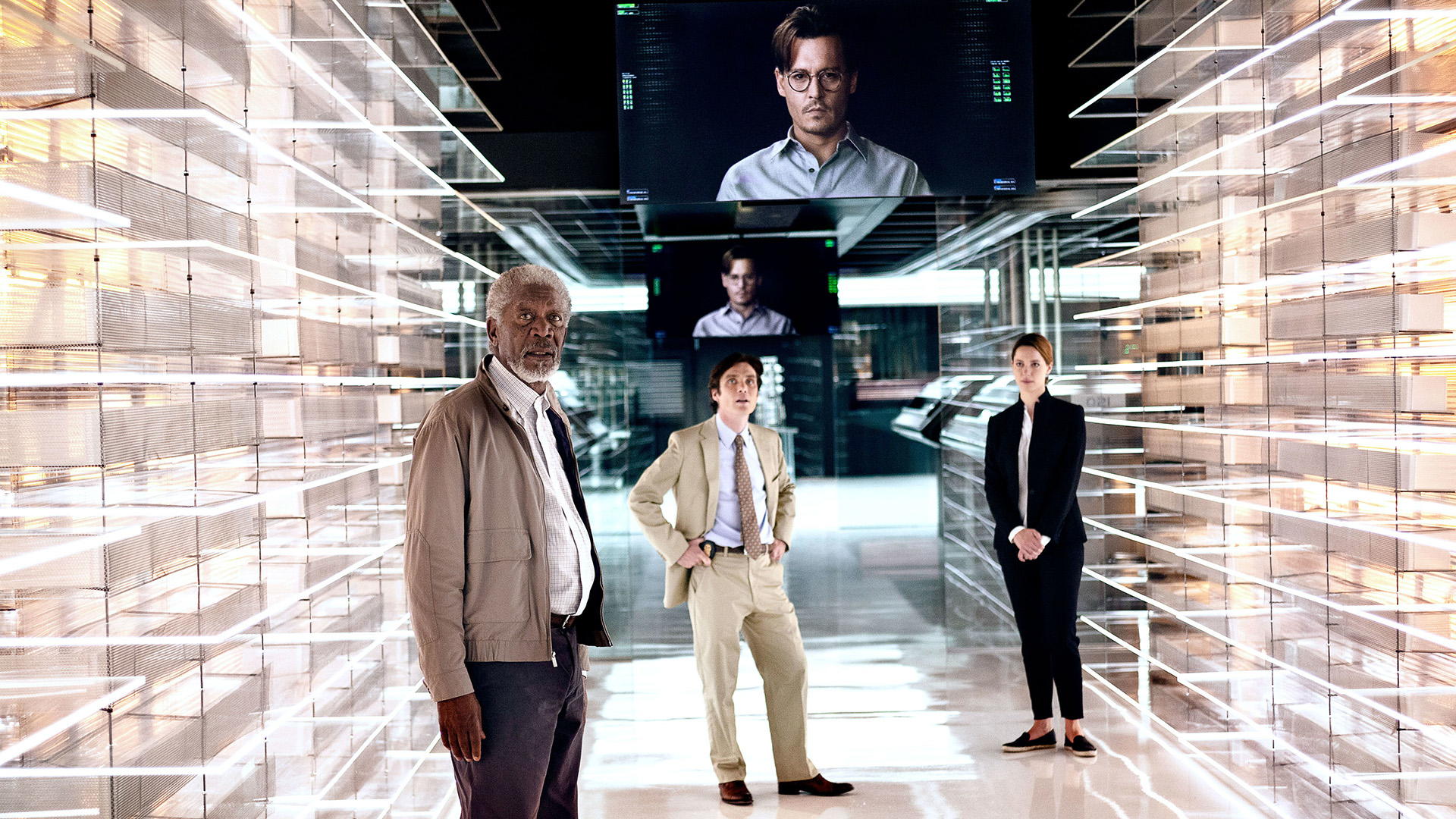 Transcendence: Cillian Murphy, Morgan Freeman, Johnny Depp HD Wallpaper