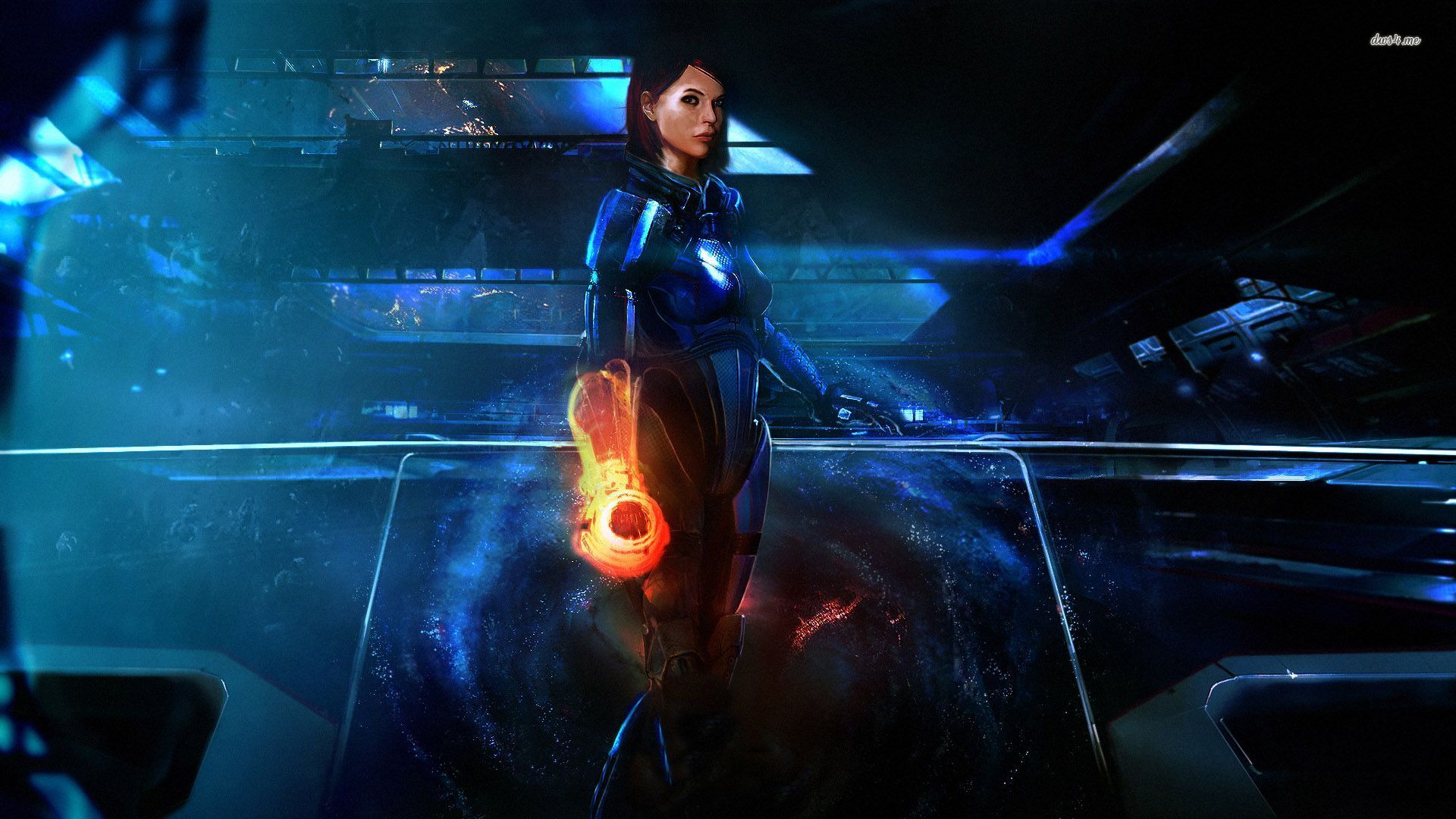 Ashley Williams from Mass Effect holding a biotic power HD Wallpaper