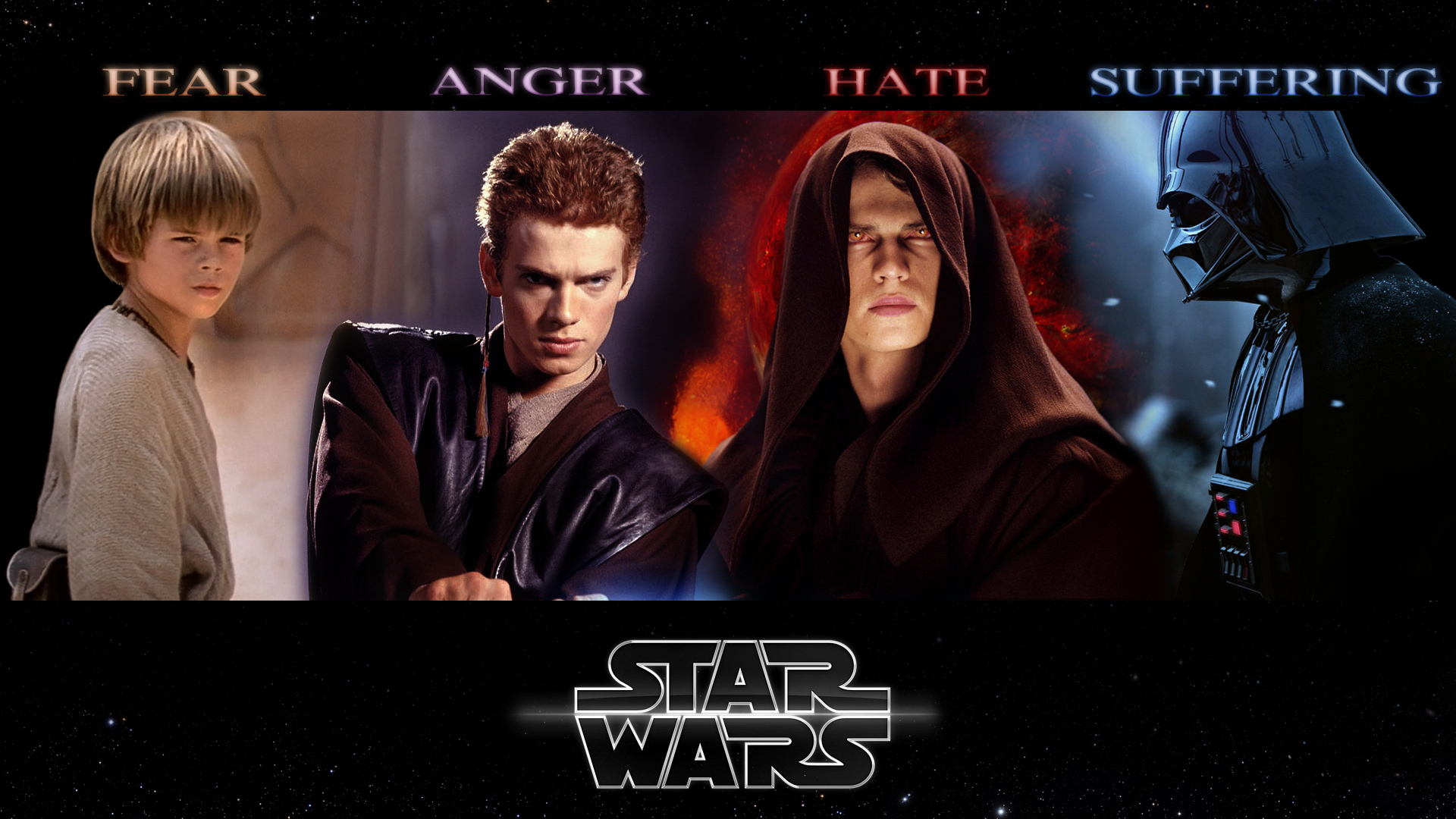 Anakin Skywalker's transformation into Darth Vader from Star Wars HD Wallpaper