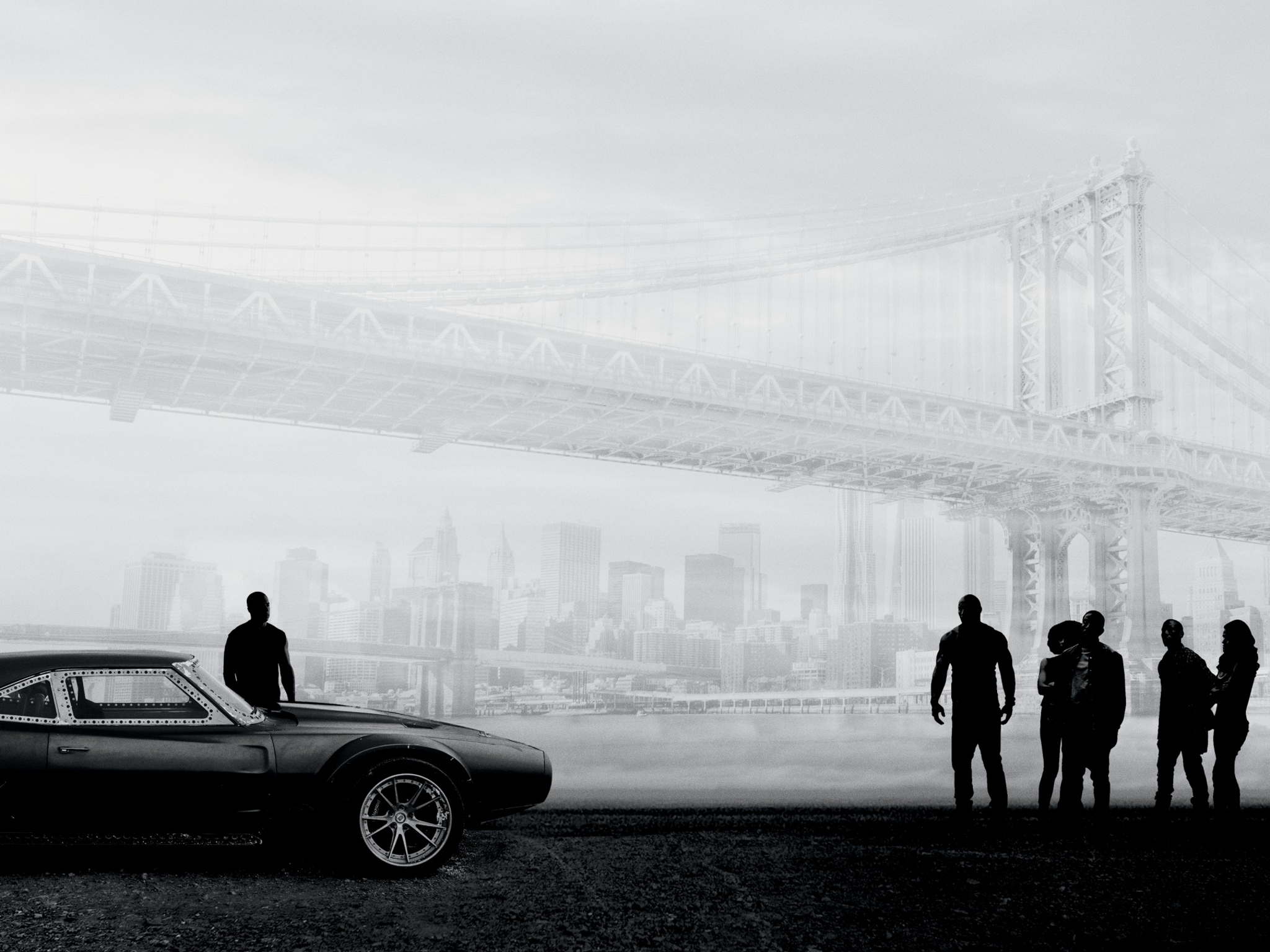 Tyrese Gibson and group in front of bridge and city HD Wallpaper