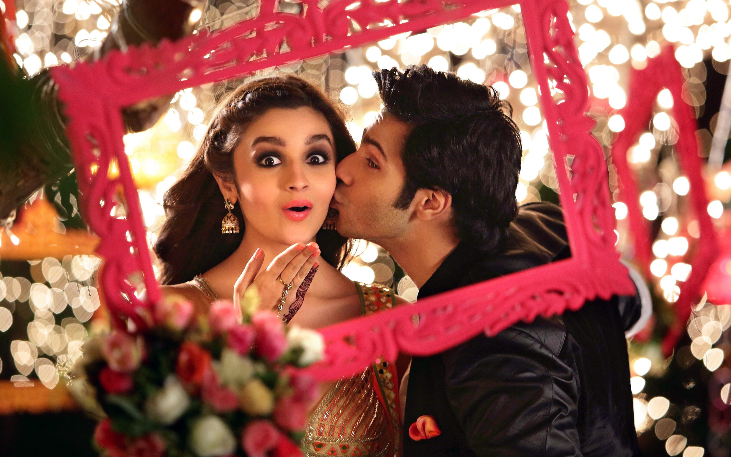 Alia Bhatt and Varun Dhawan in a pink frame HD Wallpaper