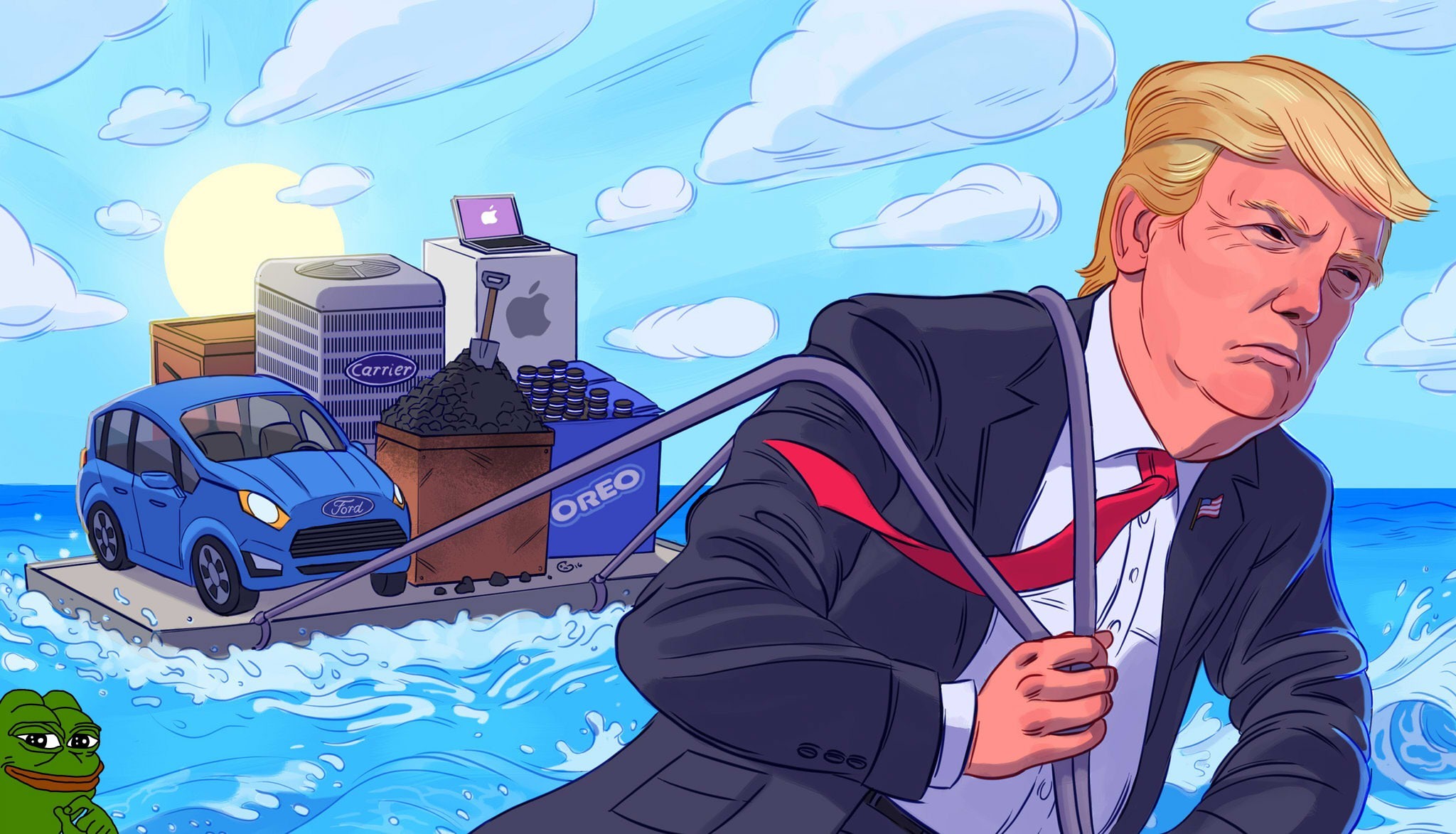 Donald Trump pulling a raft of American companies HD Wallpaper
