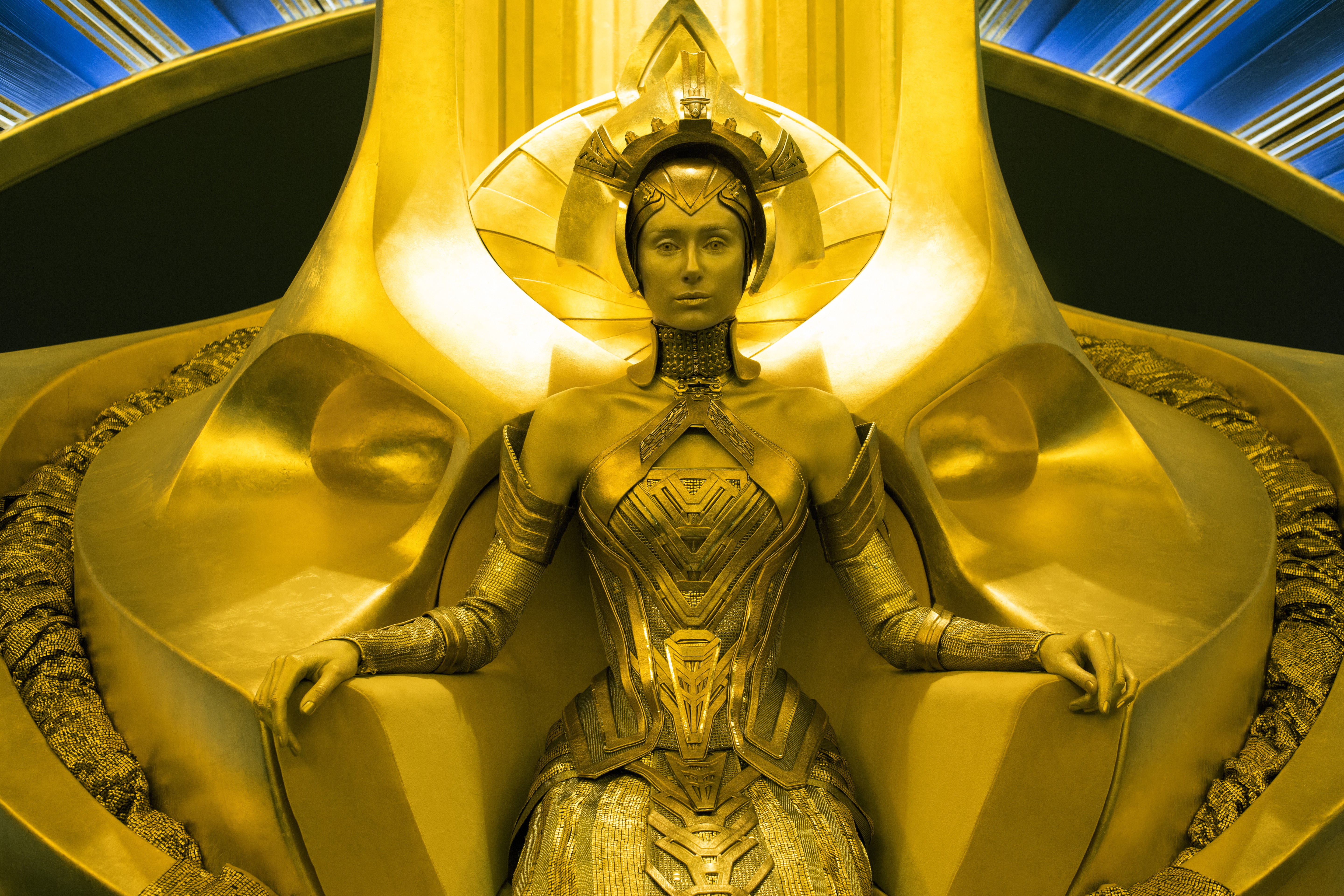 Elizabeth Debicki as Ayesha on a golden throne HD Wallpaper