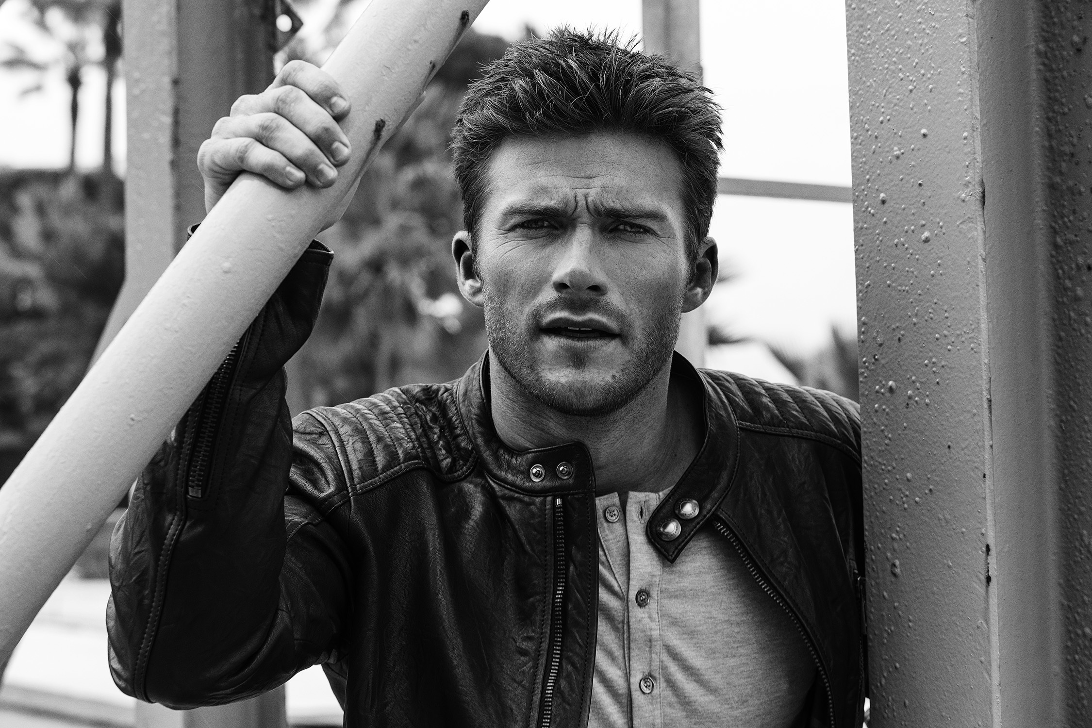 Scott Eastwood in Leather Jacket HD Wallpaper