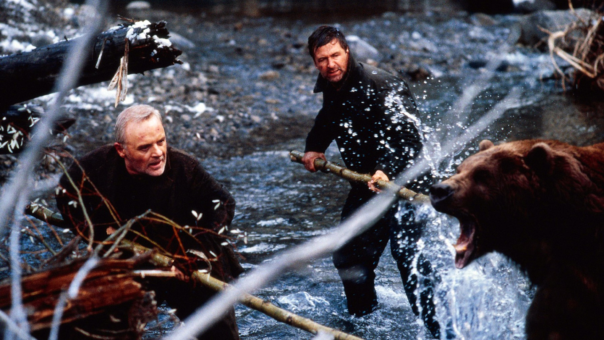 Anthony Hopkins and Alec Baldwin in The Edge HD Wallpaper