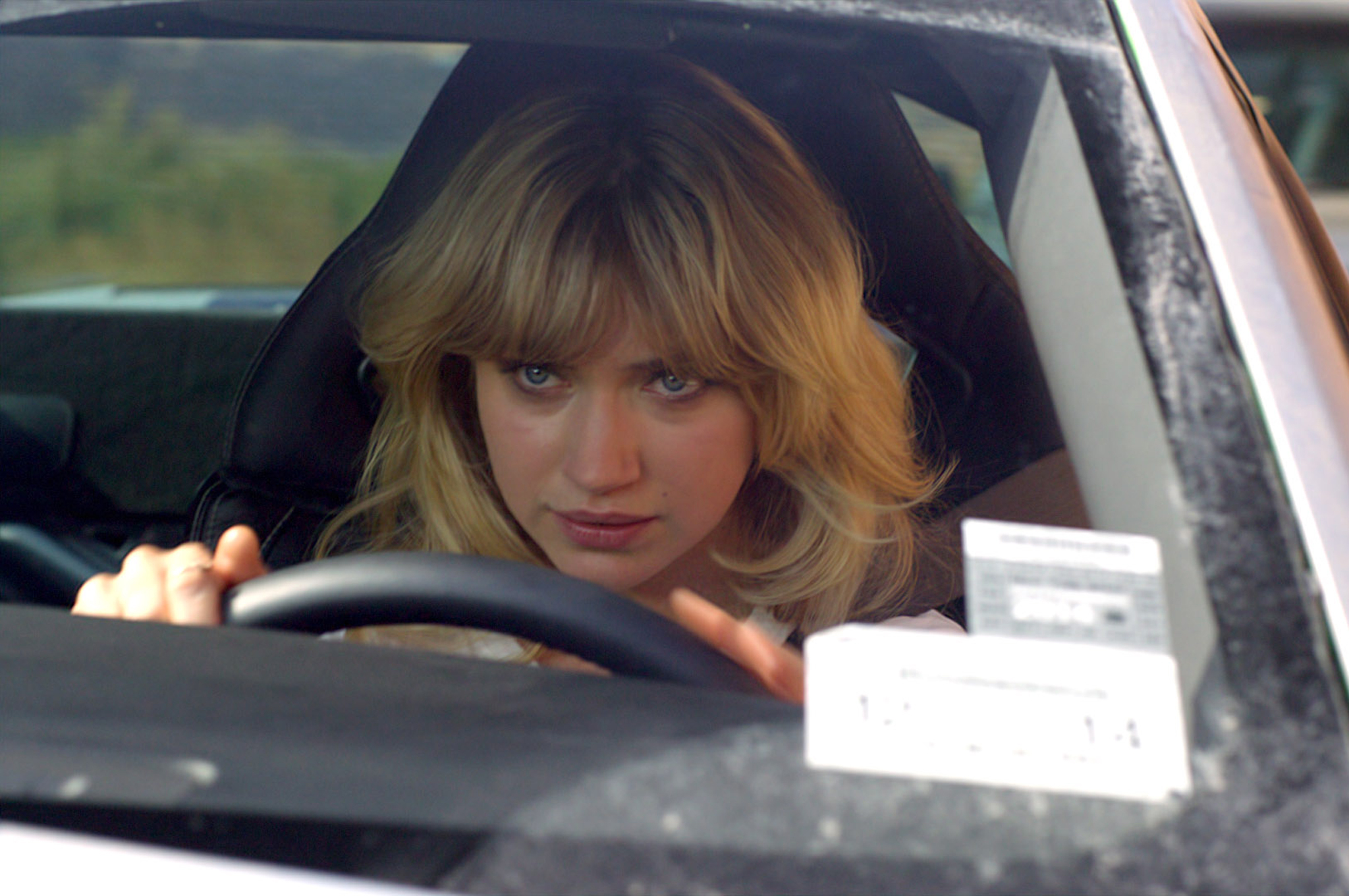 Imogen Poots driving a car HD Wallpaper