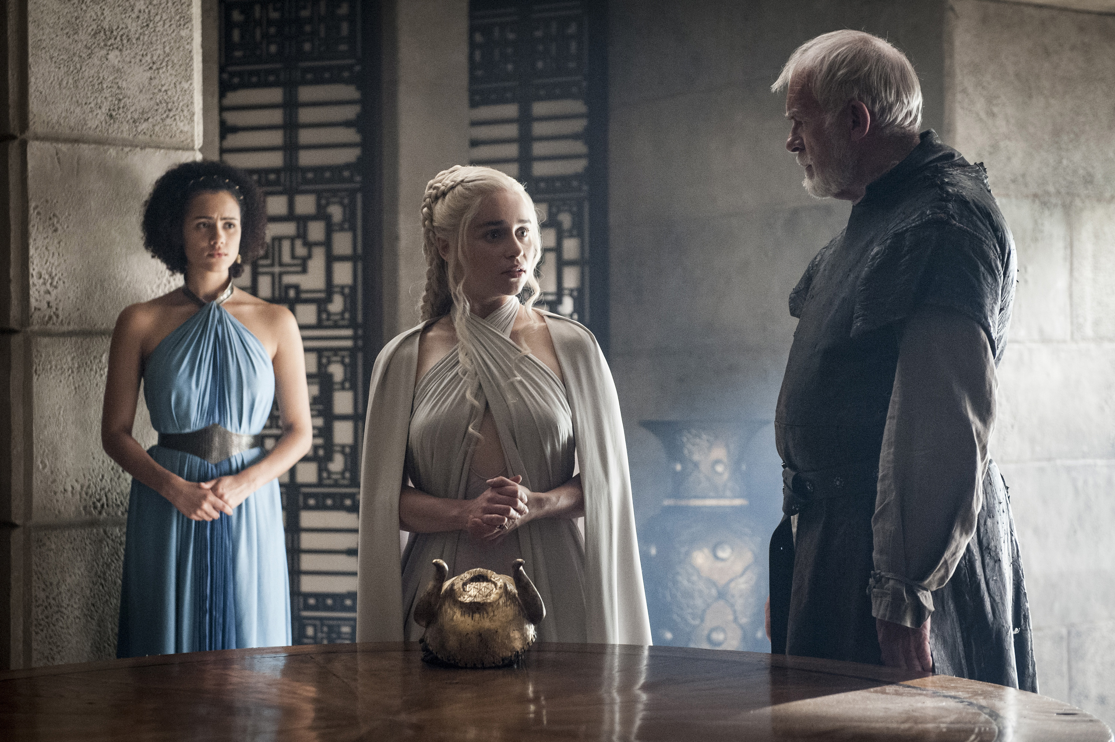 Daenerys Targaryen and advisors in Game of Thrones HD Wallpaper