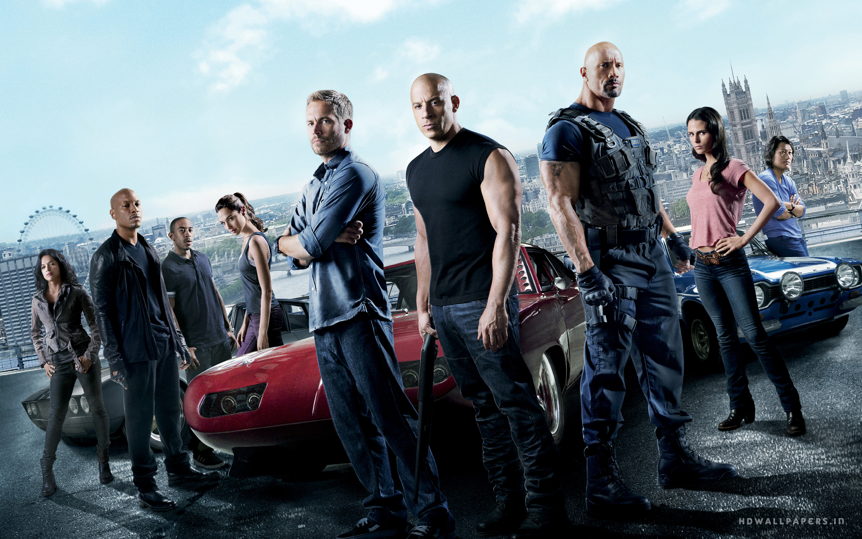Fast & Furious Cast with Cars in London HD Wallpaper