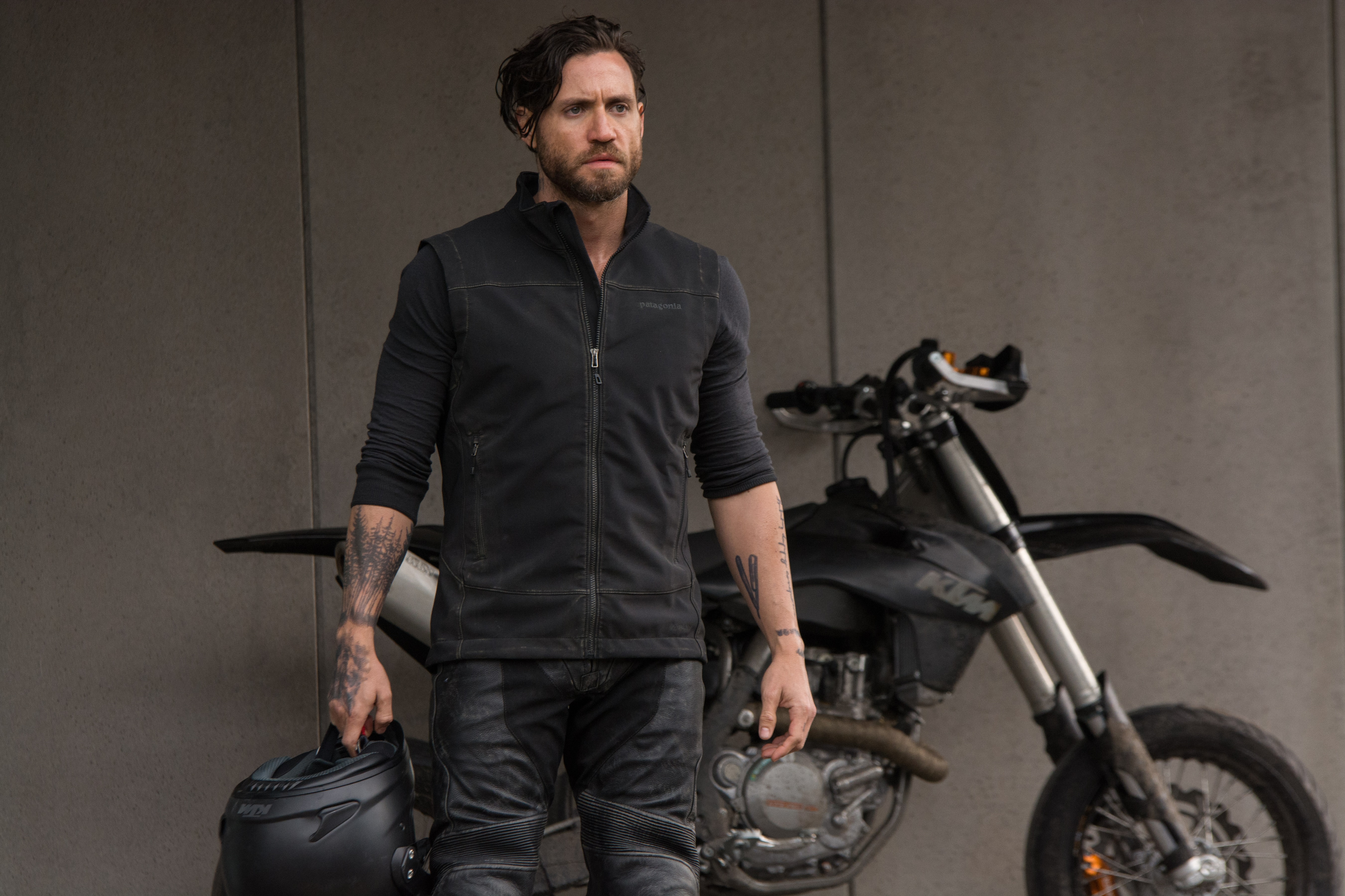 Edgar Ramirez with a motorcycle HD Wallpaper