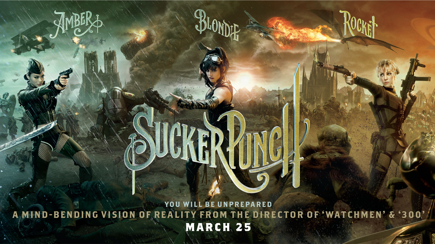 Sucker Punch Movie Poster with Amber, Blondie, and Rocket HD Wallpaper