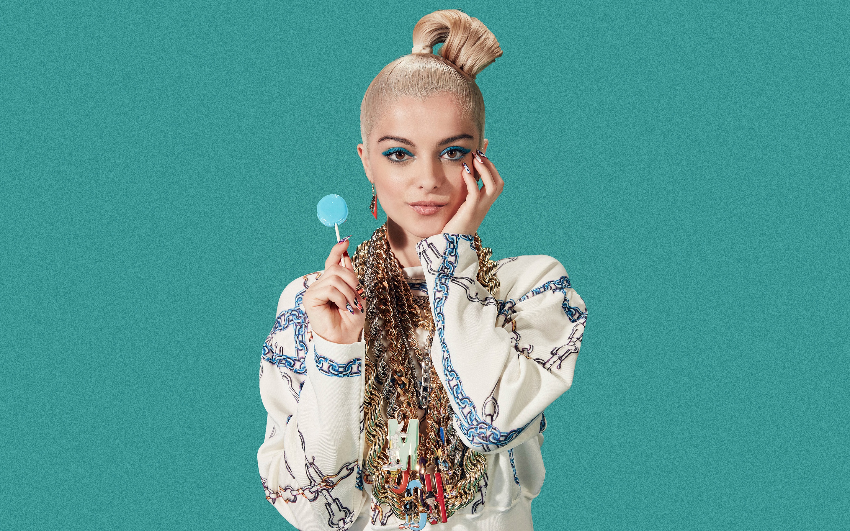 Bebe Rexha with a lollipop HD Wallpaper