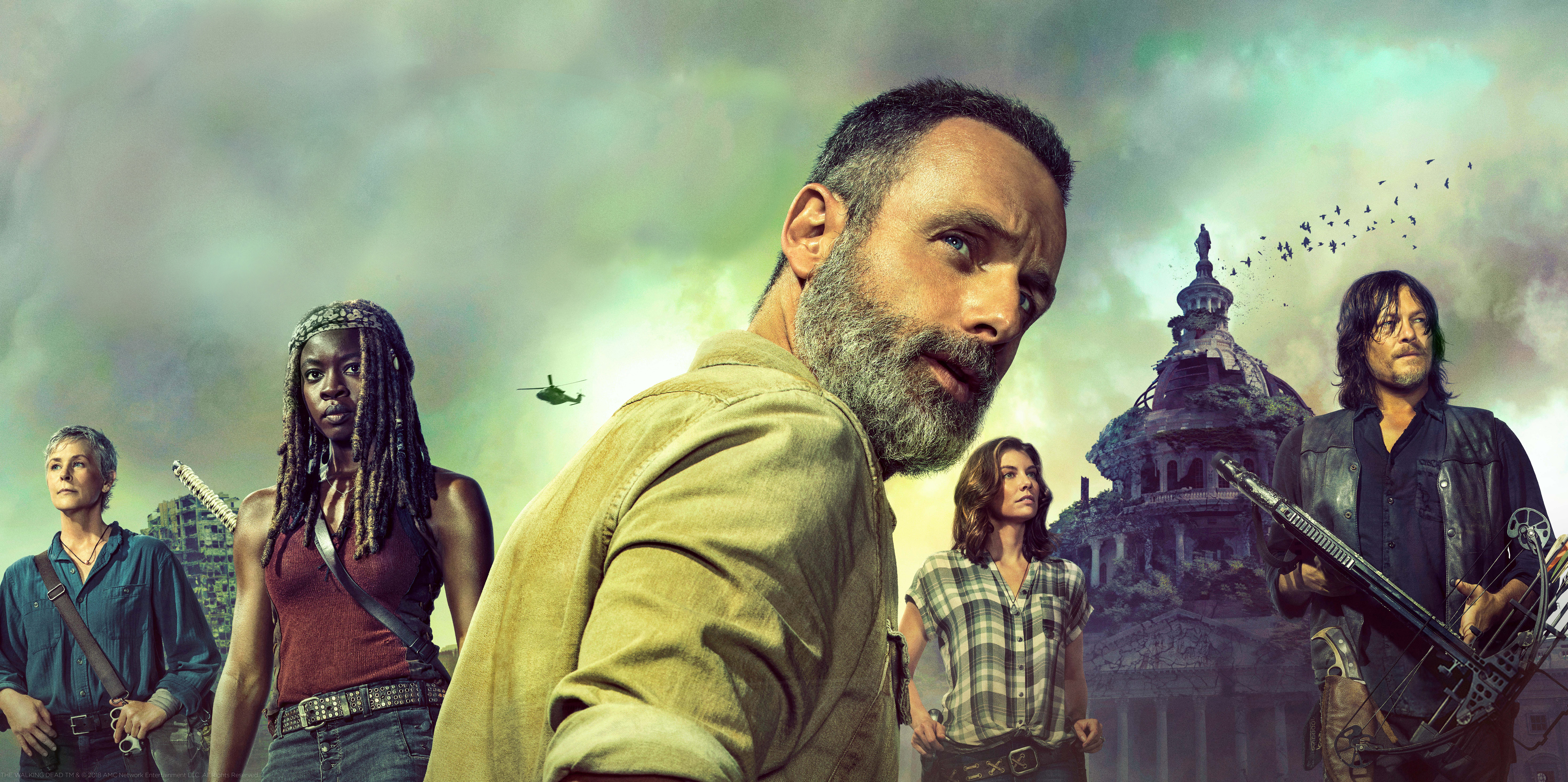 The Walking Dead characters Rick, Michonne, Daryl, Carol, and Maggie HD Wallpaper