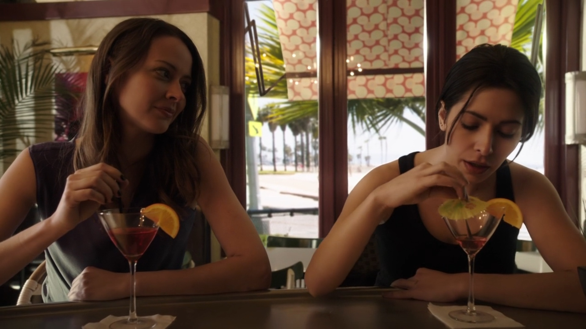 Amy Acker at a bar with a friend HD Wallpaper