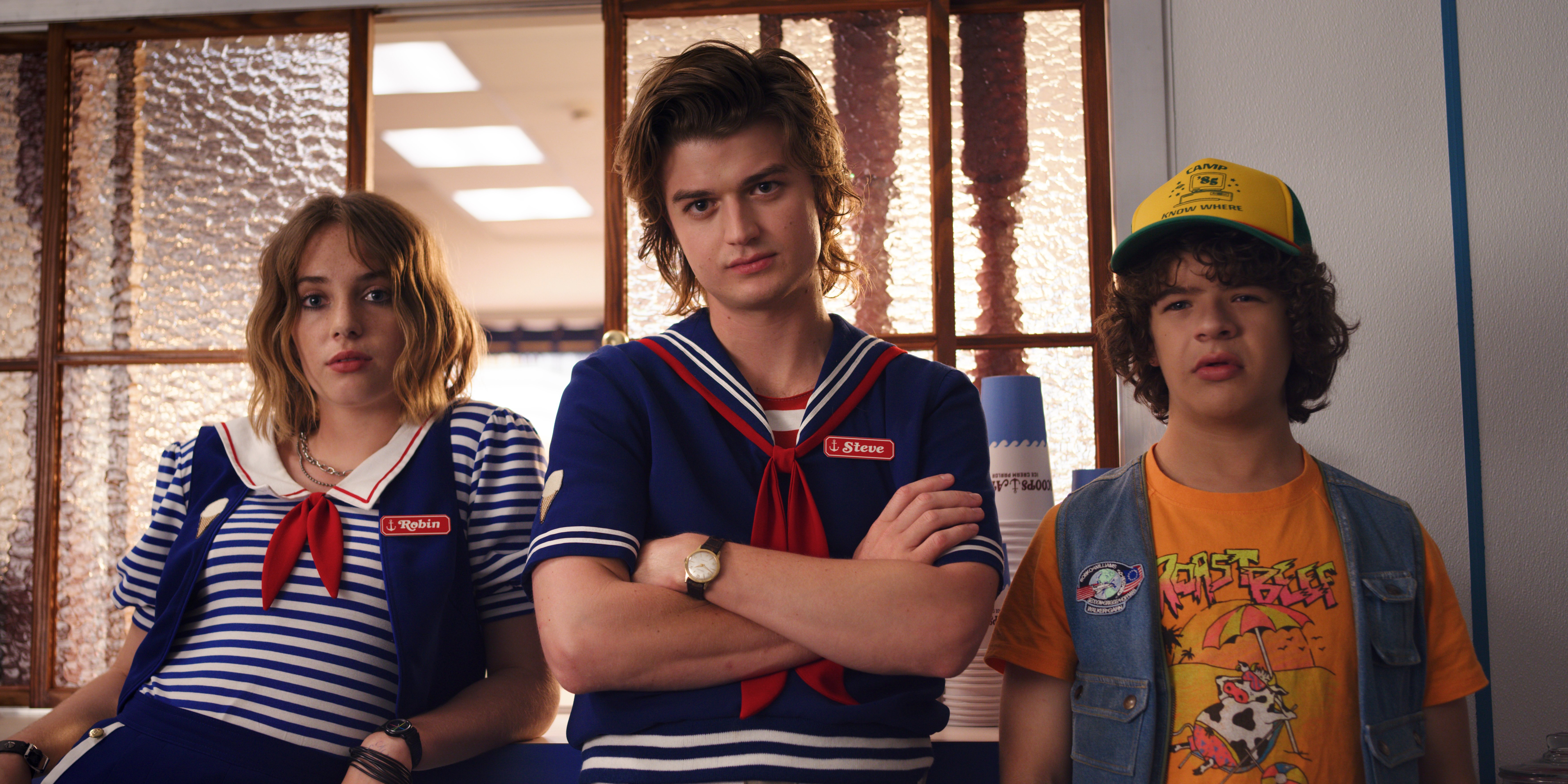 Robin, Steve, and Dustin from Stranger Things HD Wallpaper